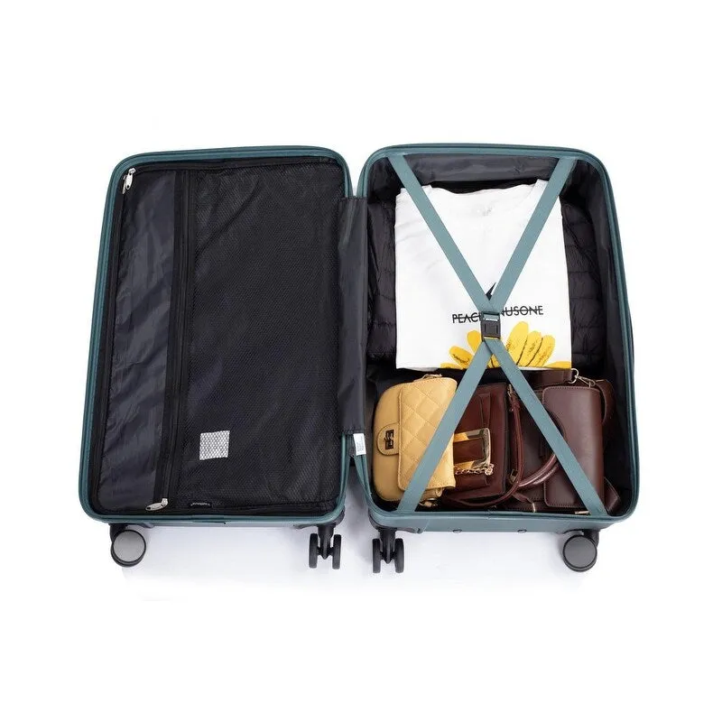 3PCS PC ABS Lightweight Suitcase,Luggage Sets with 2 Hooks,360°Double Spinner Wheels and TSA Lock