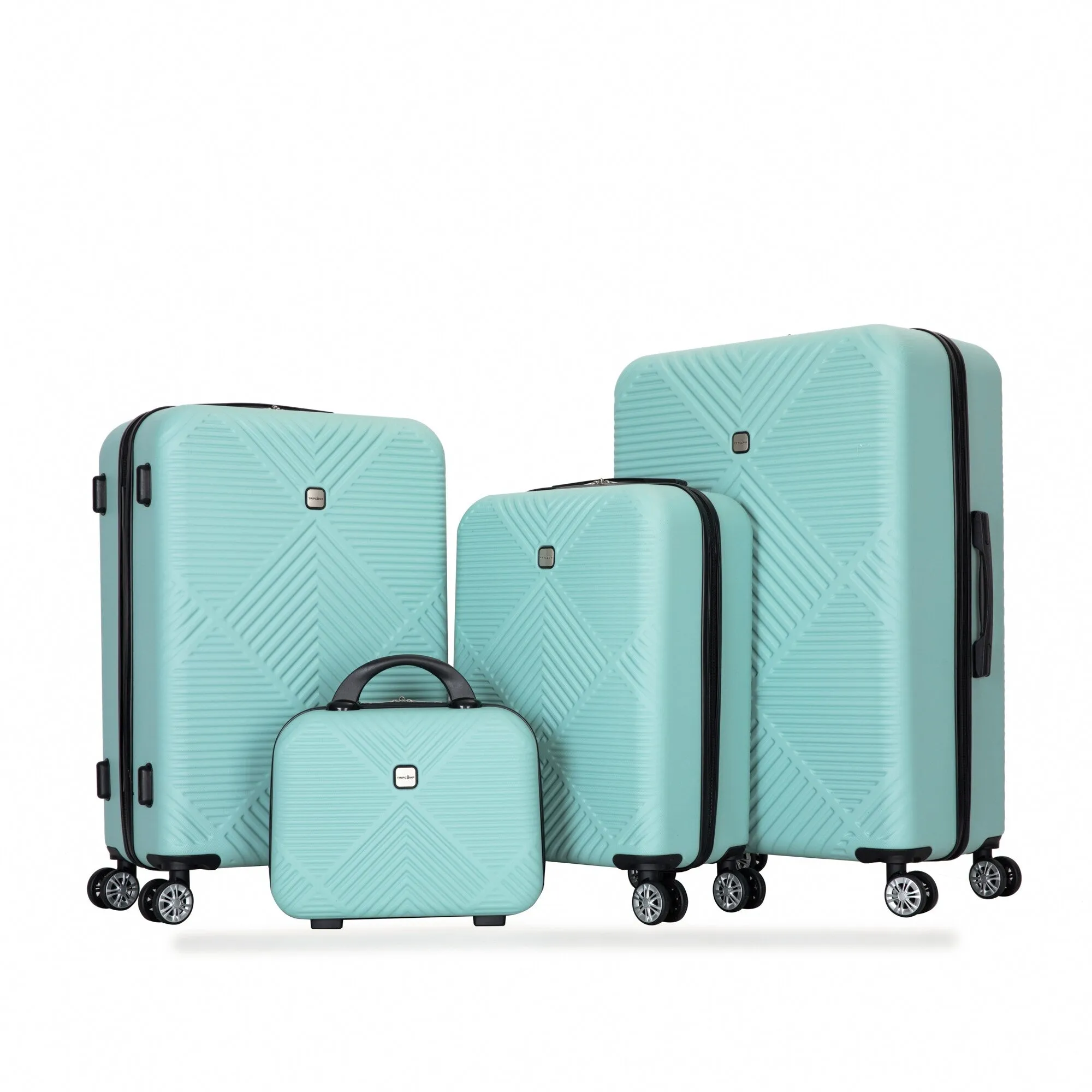 4-piece ABS Lightweight Suitcase Set with 14 inch Makeup Case, Aircraft Wheels (14/20/24/28)