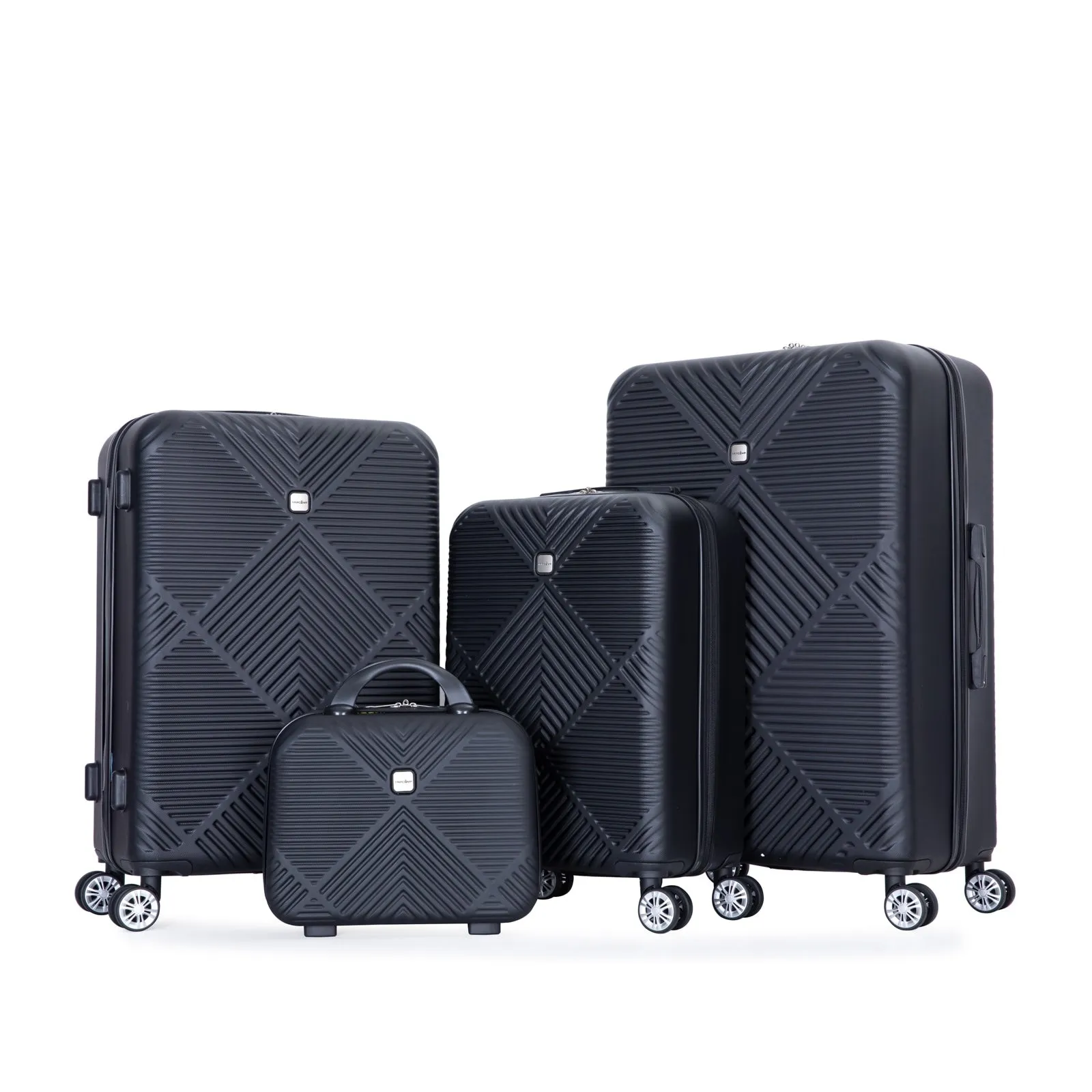 4-piece ABS Lightweight Suitcase Set with 14 inch Makeup Case, Aircraft Wheels (14/20/24/28)