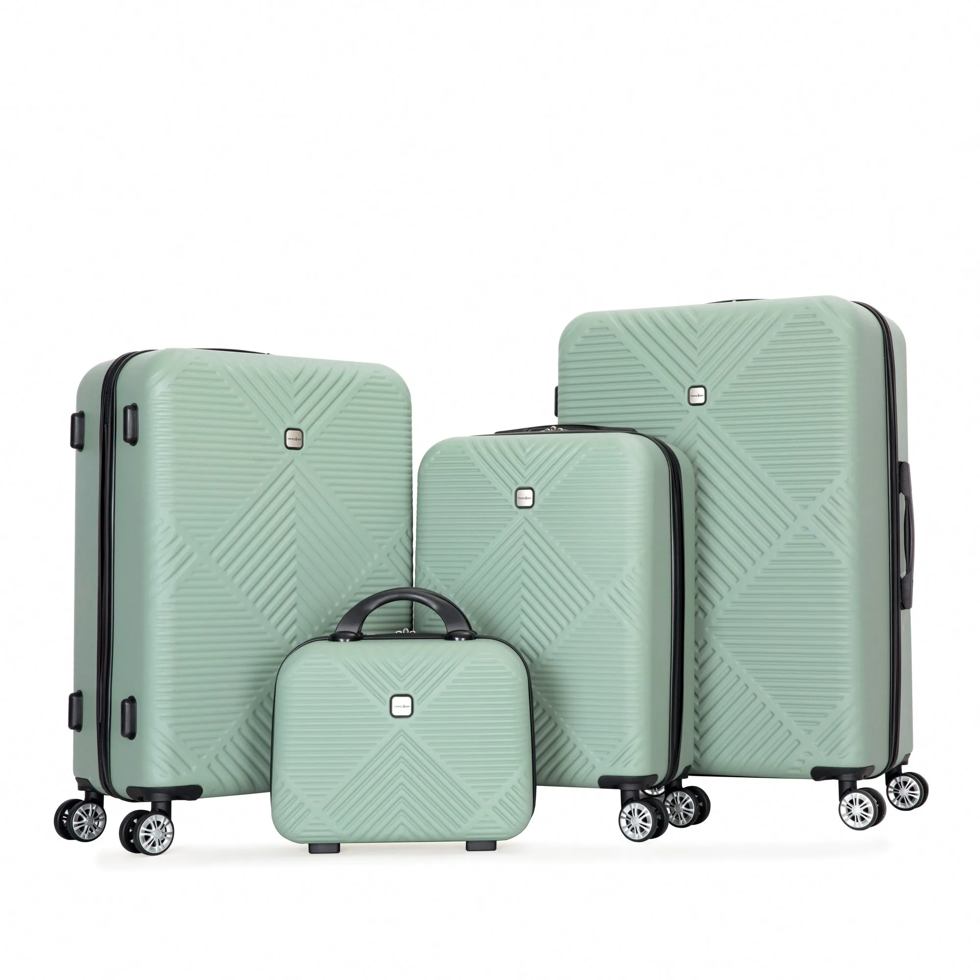 4-piece ABS Lightweight Suitcase Set with 14 inch Makeup Case, Aircraft Wheels (14/20/24/28)