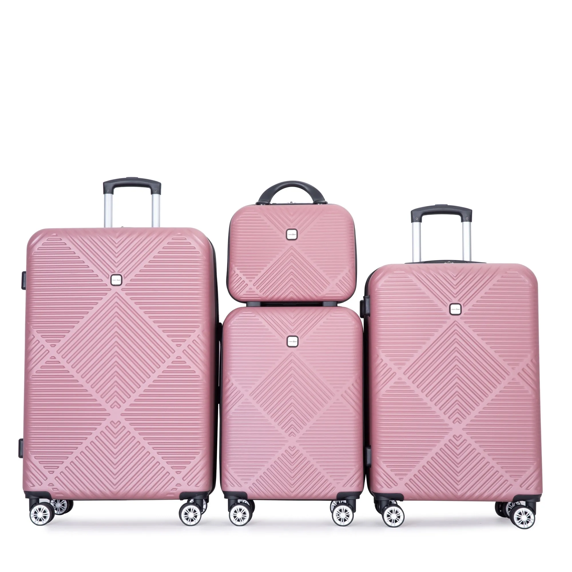 4-piece ABS Lightweight Suitcase Set with 14 inch Makeup Case, Aircraft Wheels (14/20/24/28)