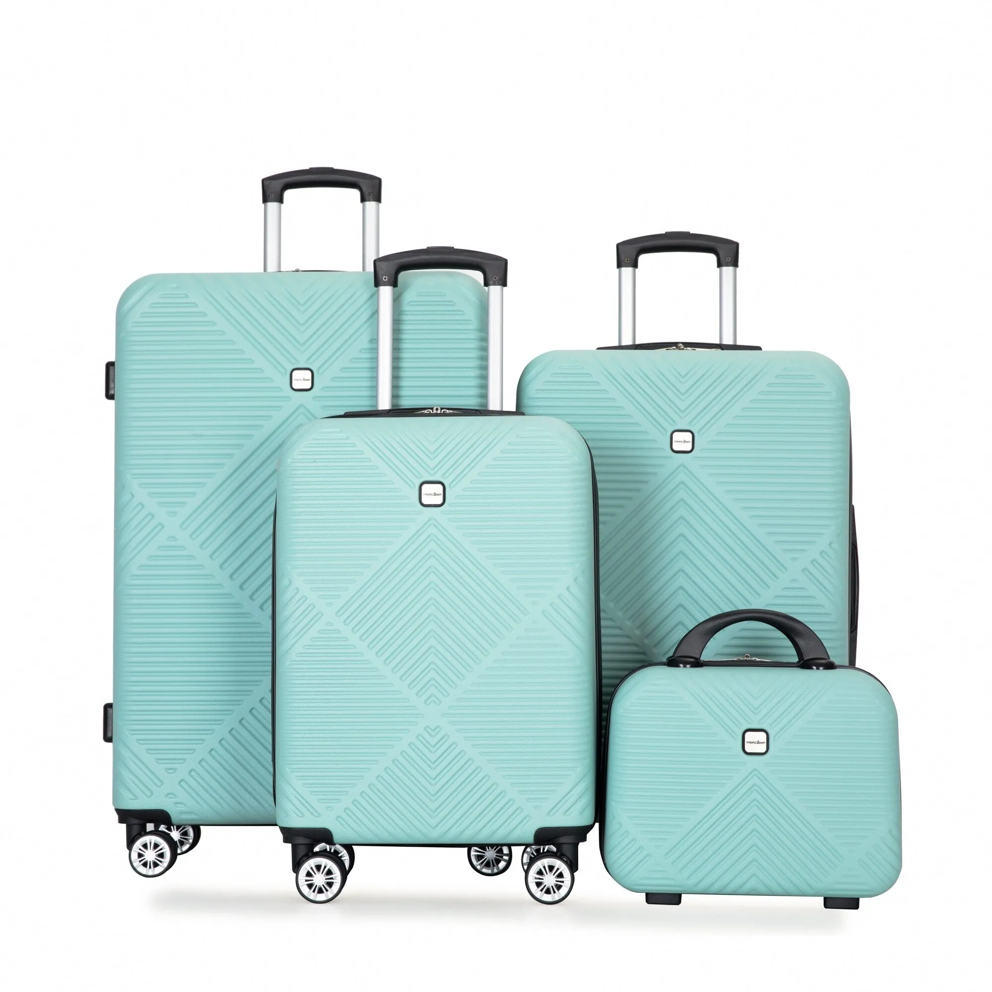 4-piece ABS Lightweight Suitcase Set with 14 inch Makeup Case, Aircraft Wheels (14/20/24/28)