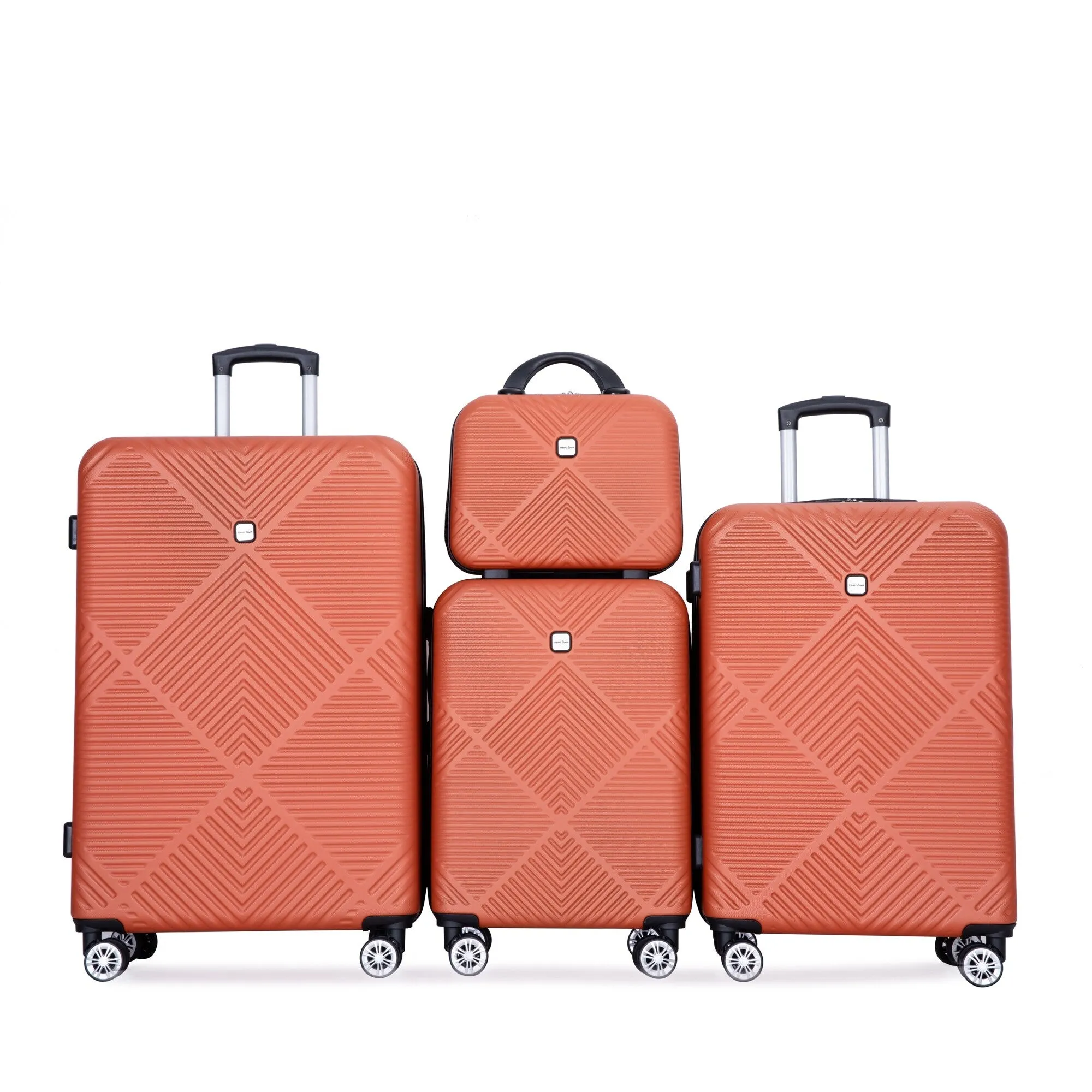 4-piece ABS Lightweight Suitcase Set with 14 inch Makeup Case, Aircraft Wheels (14/20/24/28)