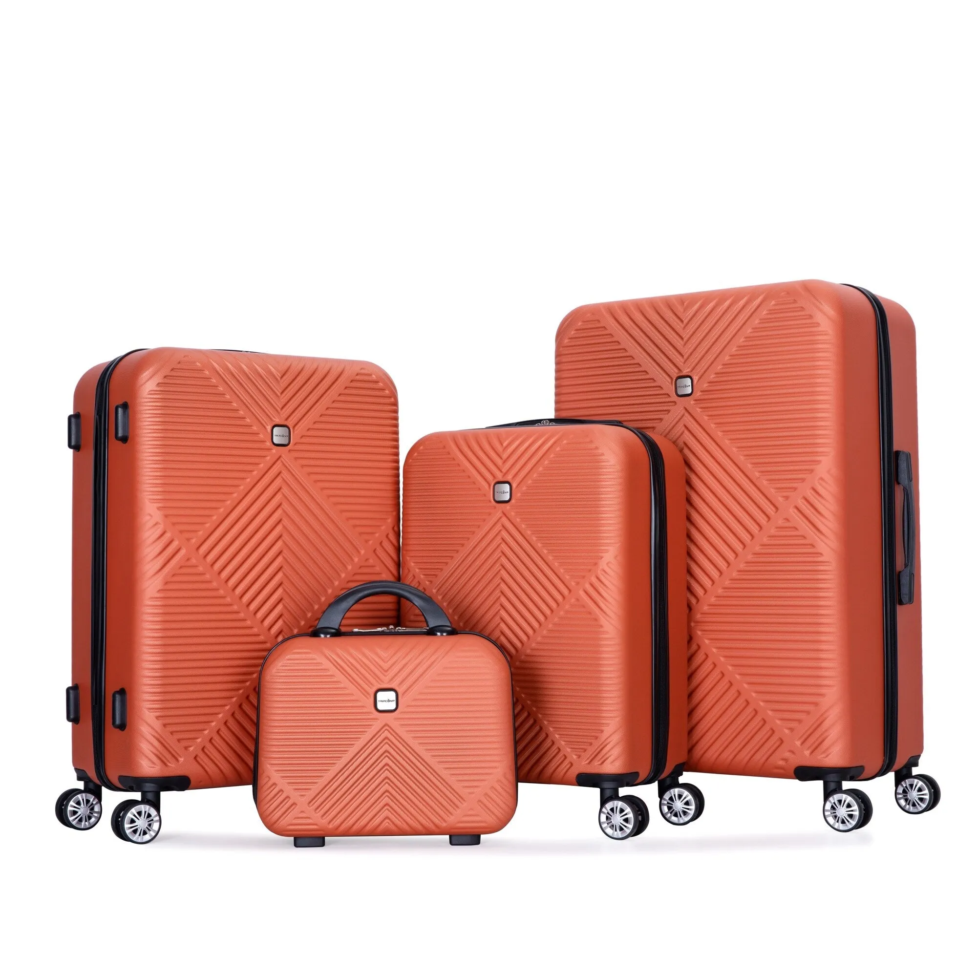4-piece ABS Lightweight Suitcase Set with 14 inch Makeup Case, Aircraft Wheels (14/20/24/28)