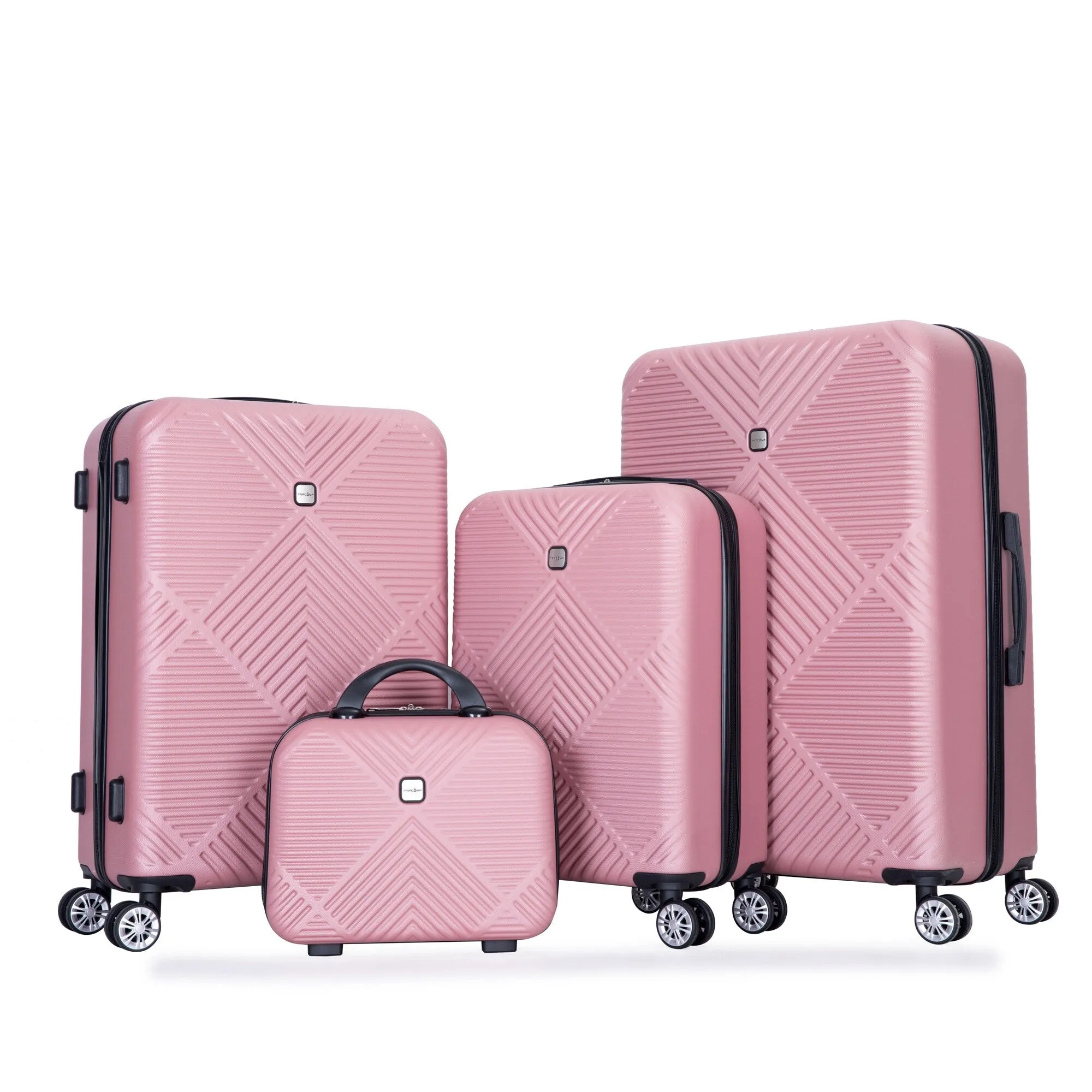 4-piece ABS Lightweight Suitcase Set with 14 inch Makeup Case, Aircraft Wheels (14/20/24/28)