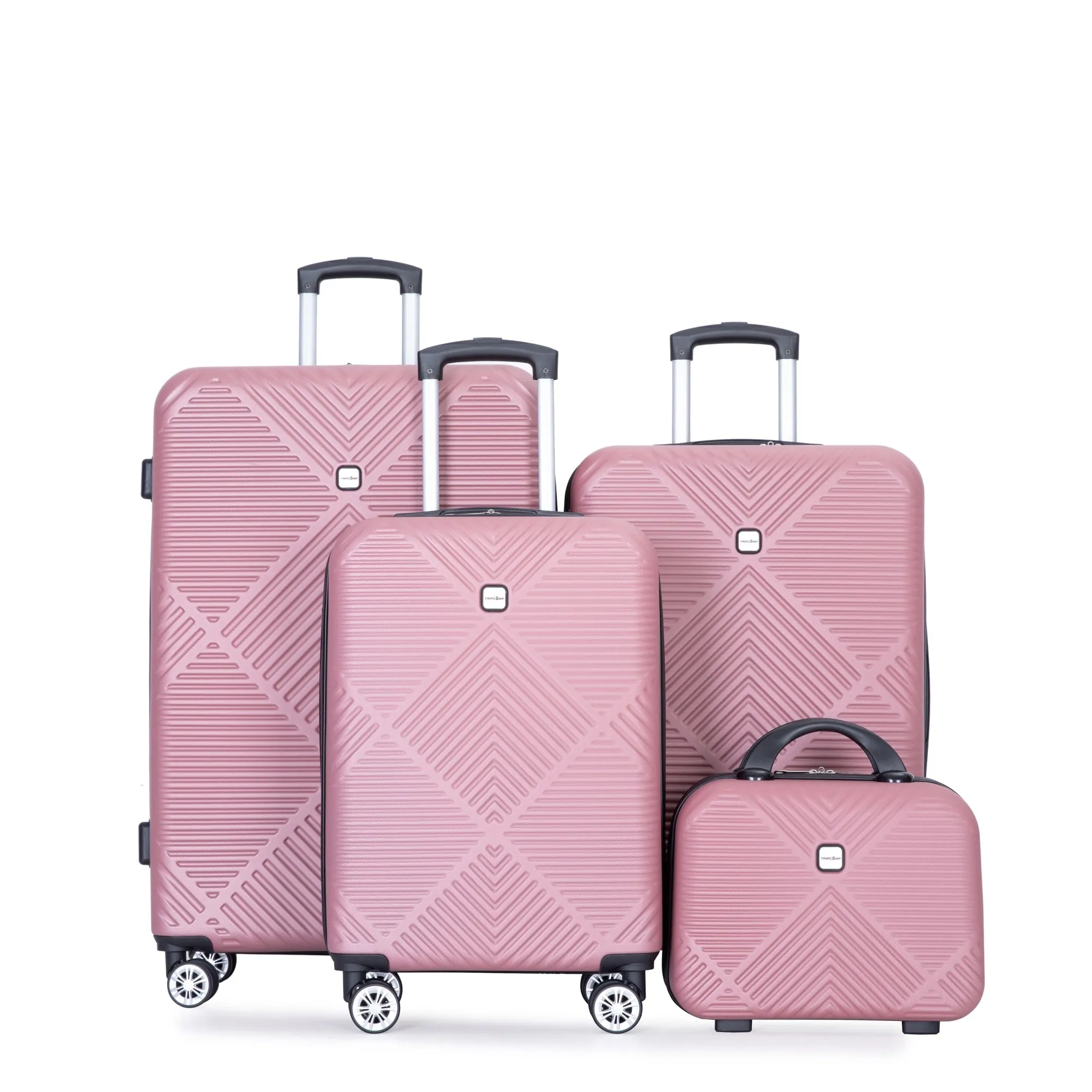 4-piece ABS Lightweight Suitcase Set with 14 inch Makeup Case, Aircraft Wheels (14/20/24/28)