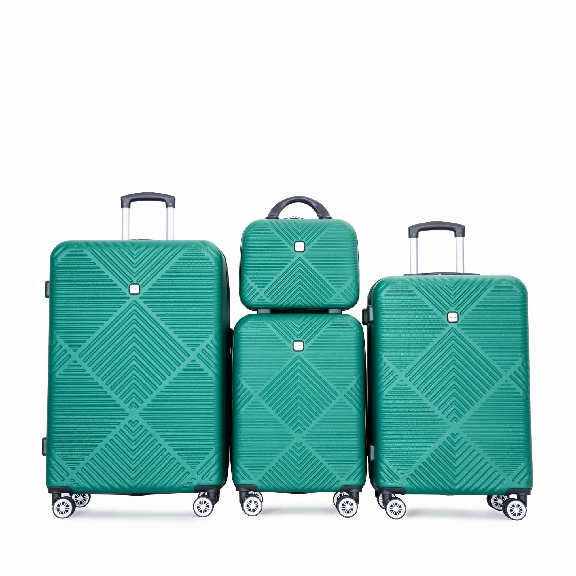 4-piece ABS Lightweight Suitcase Set with 14 inch Makeup Case, Aircraft Wheels (14/20/24/28)