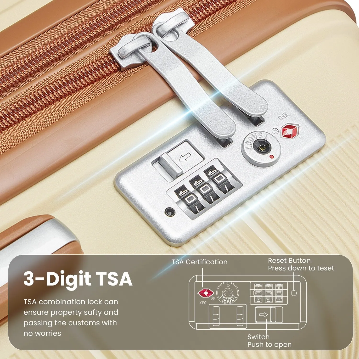 4 Piece Luggage Sets with Adjustable Handle and TSA Lock, Expandable Suitcase with Zippered Pocket (14/20/24/28)