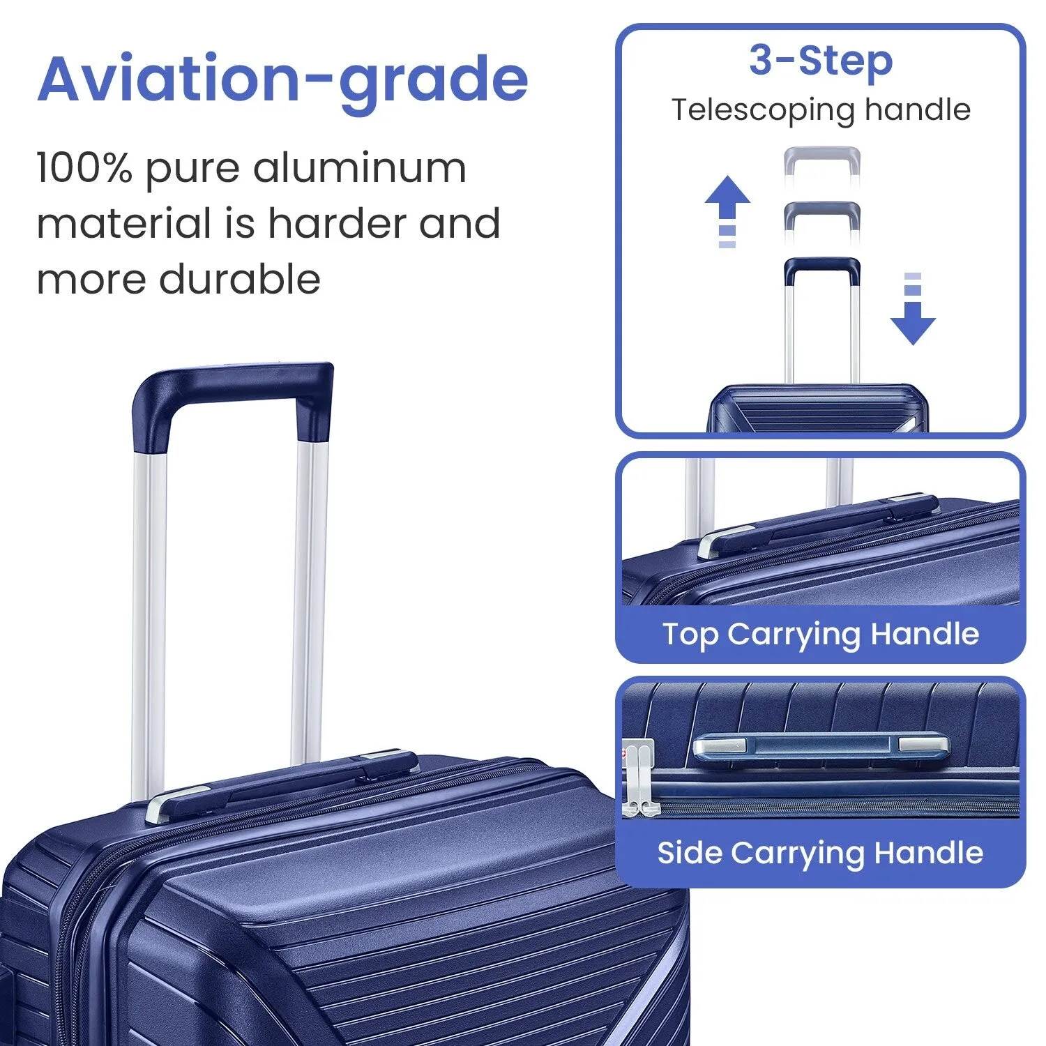 4 Piece Luggage Sets with Adjustable Handle and TSA Lock, Expandable Suitcase with Zippered Pocket (14/20/24/28)