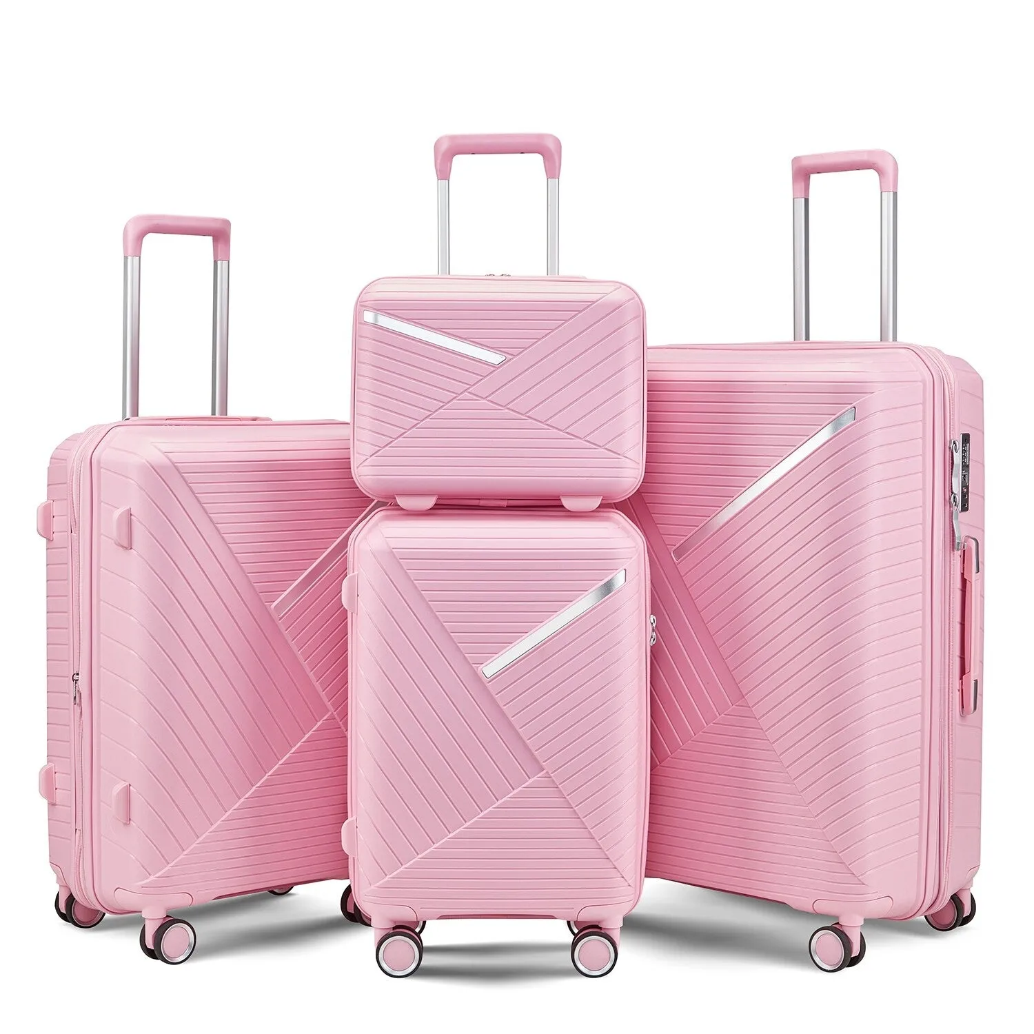 4 Piece Luggage Sets with Adjustable Handle and TSA Lock, Expandable Suitcase with Zippered Pocket (14/20/24/28)
