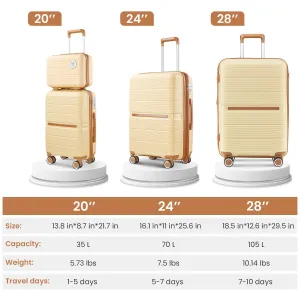4 Piece Luggage Sets with Adjustable Handle and TSA Lock, Expandable Suitcase with Zippered Pocket (14/20/24/28)