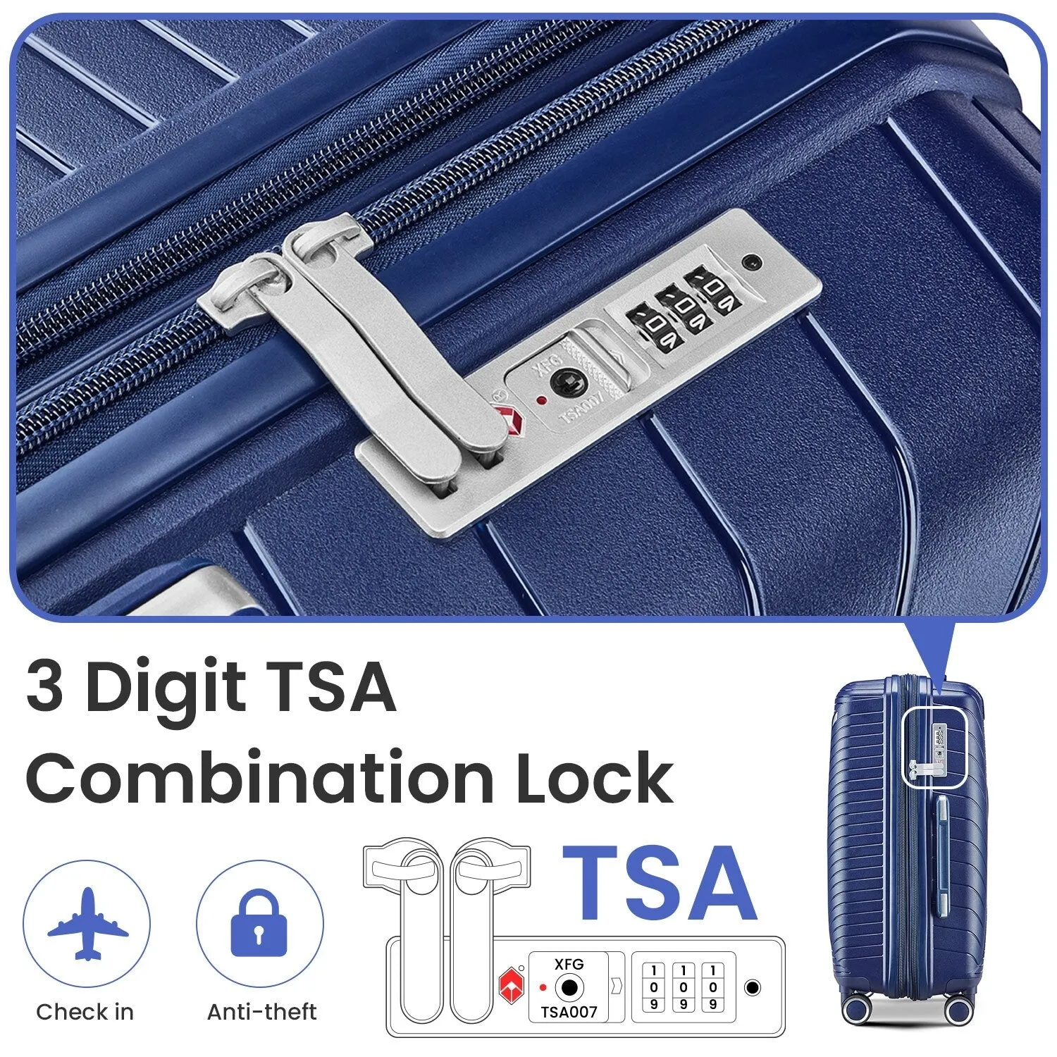4 Piece Luggage Sets with Adjustable Handle and TSA Lock, Expandable Suitcase with Zippered Pocket (14/20/24/28)