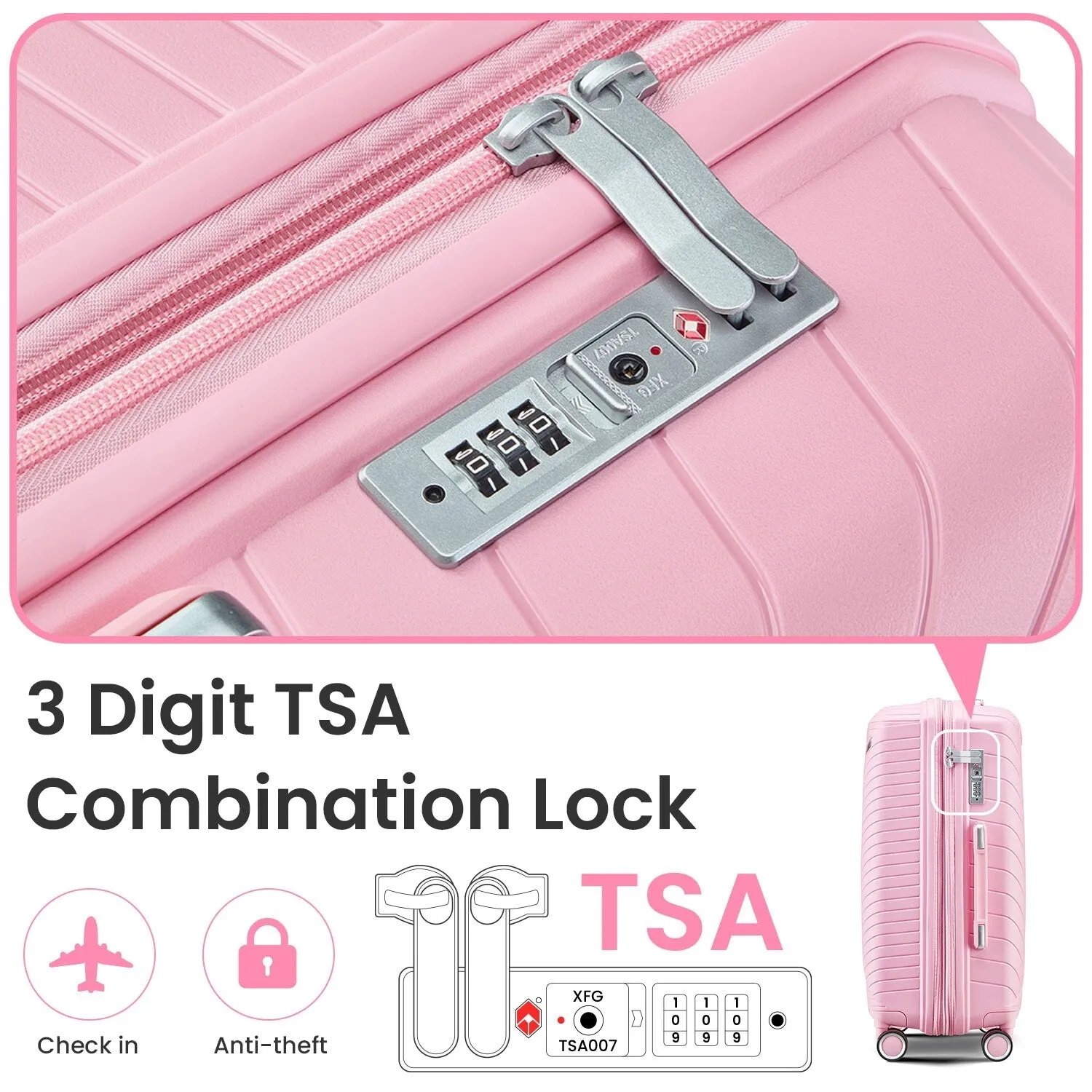 4 Piece Luggage Sets with Adjustable Handle and TSA Lock, Expandable Suitcase with Zippered Pocket (14/20/24/28)