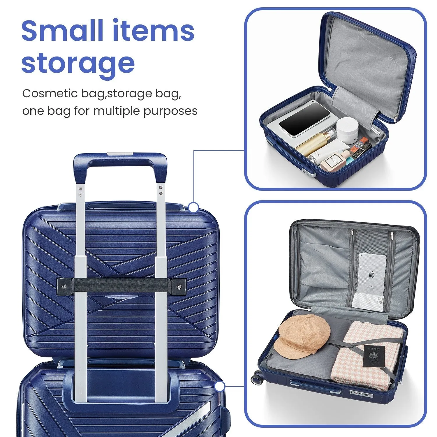 4 Piece Luggage Sets with Adjustable Handle and TSA Lock, Expandable Suitcase with Zippered Pocket (14/20/24/28)