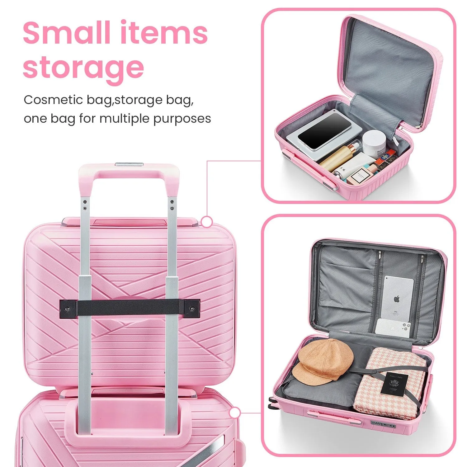 4 Piece Luggage Sets with Adjustable Handle and TSA Lock, Expandable Suitcase with Zippered Pocket (14/20/24/28)