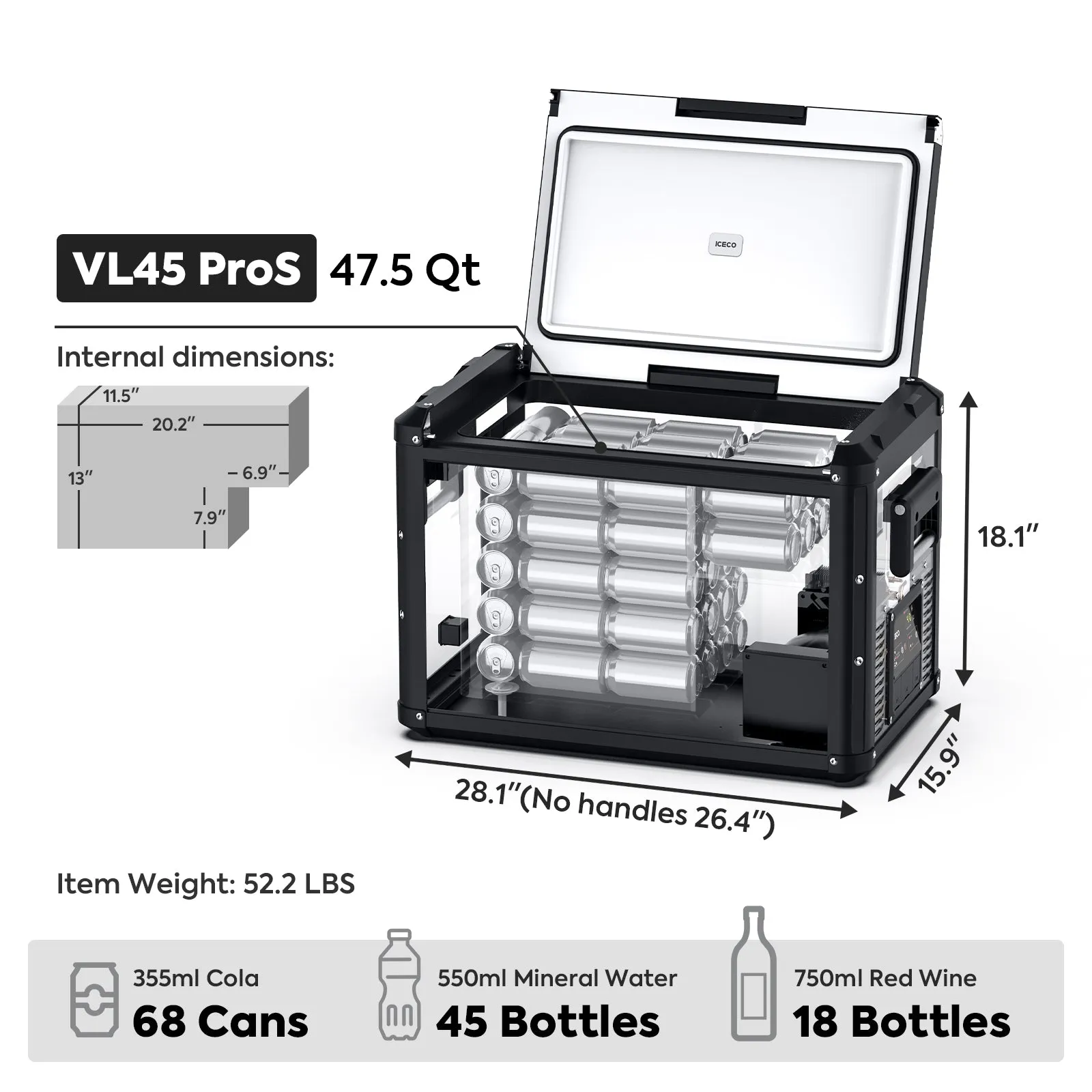 47.5QT VL45ProS Portable Fridge with Hi1600L High back Chair| ICECO