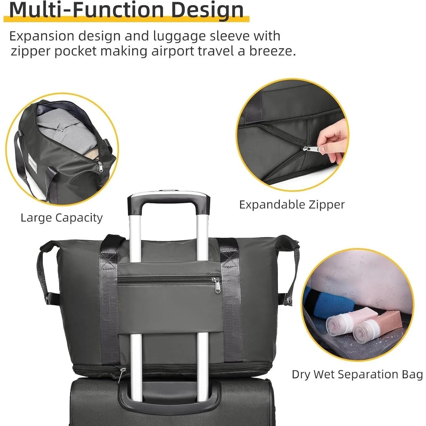 5 Pcs Softside Expandable Suitcases Set with Spinner Wheels & TSA Lock