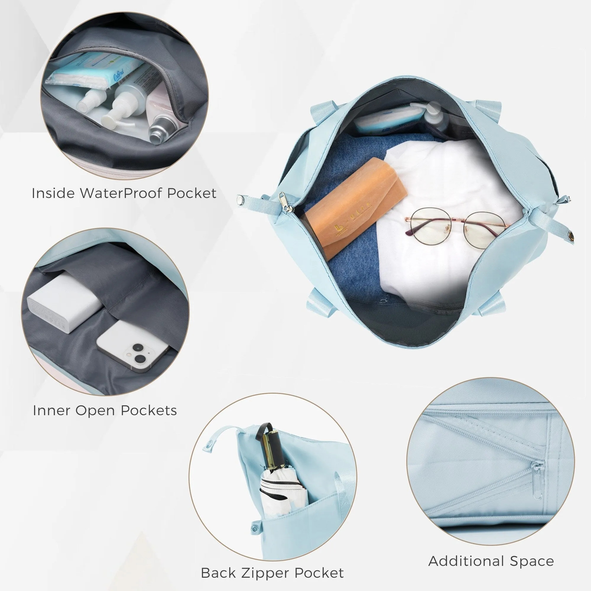 5 Piece Luggage Sets with USB Port and Travel Bag and Spinner Wheels