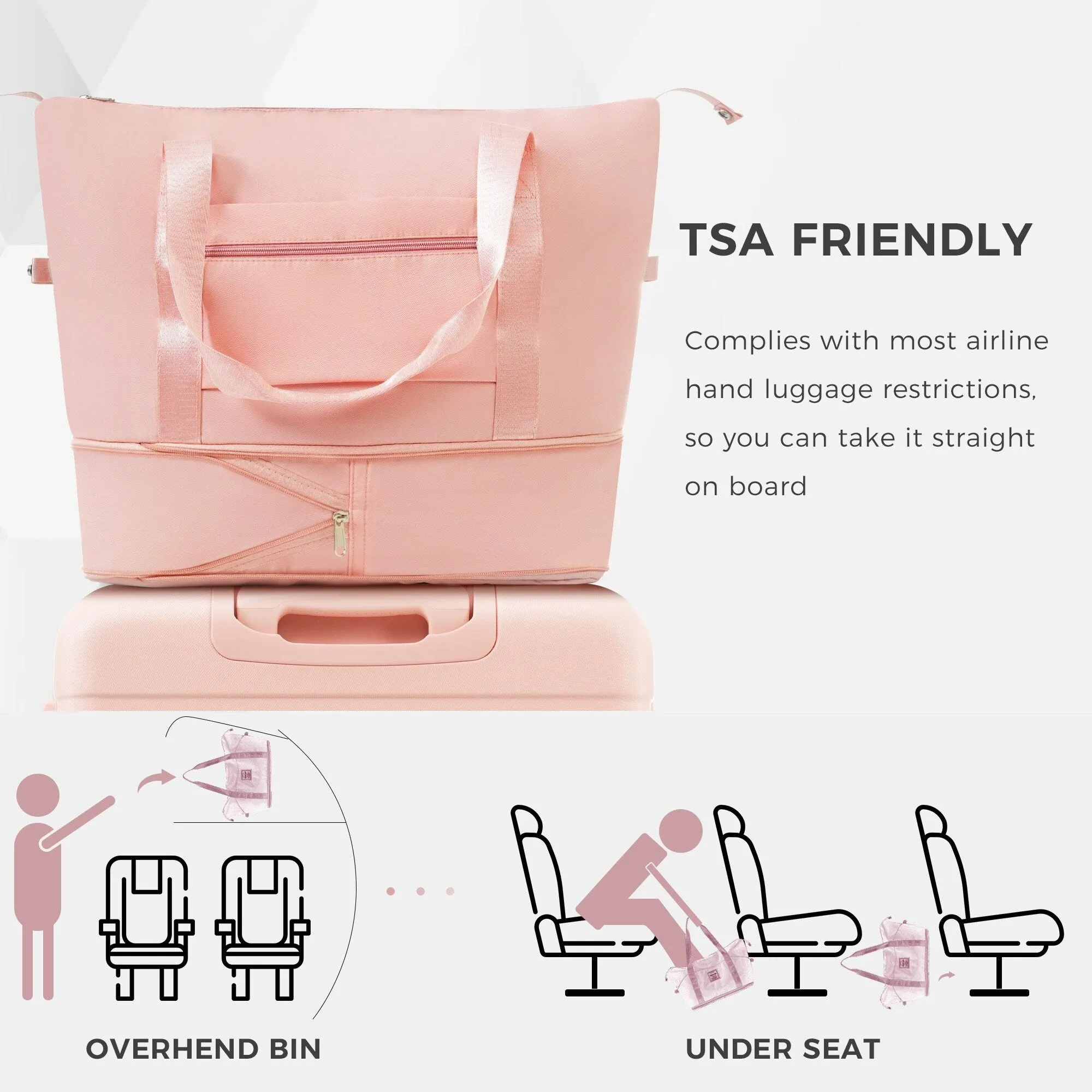 5 Piece Luggage Sets with USB Port and Travel Bag and Spinner Wheels
