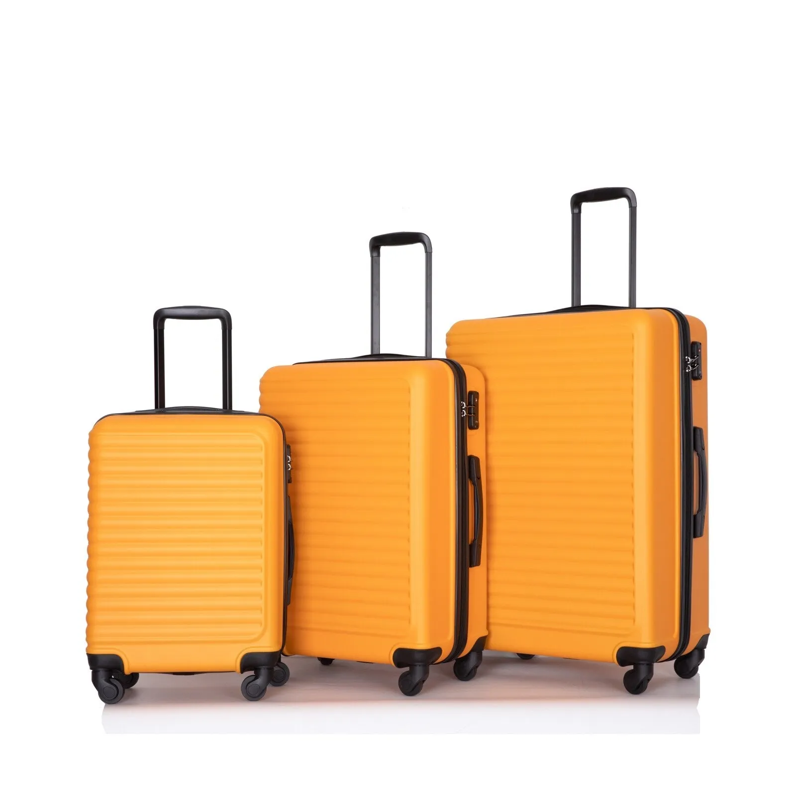 ABS 3 Piece Luggage Sets with TSA Lock and 2 Hooks, (20/24/28) Lightweight Suitcase with Spinner Wheels and Adjustable Pull Rod