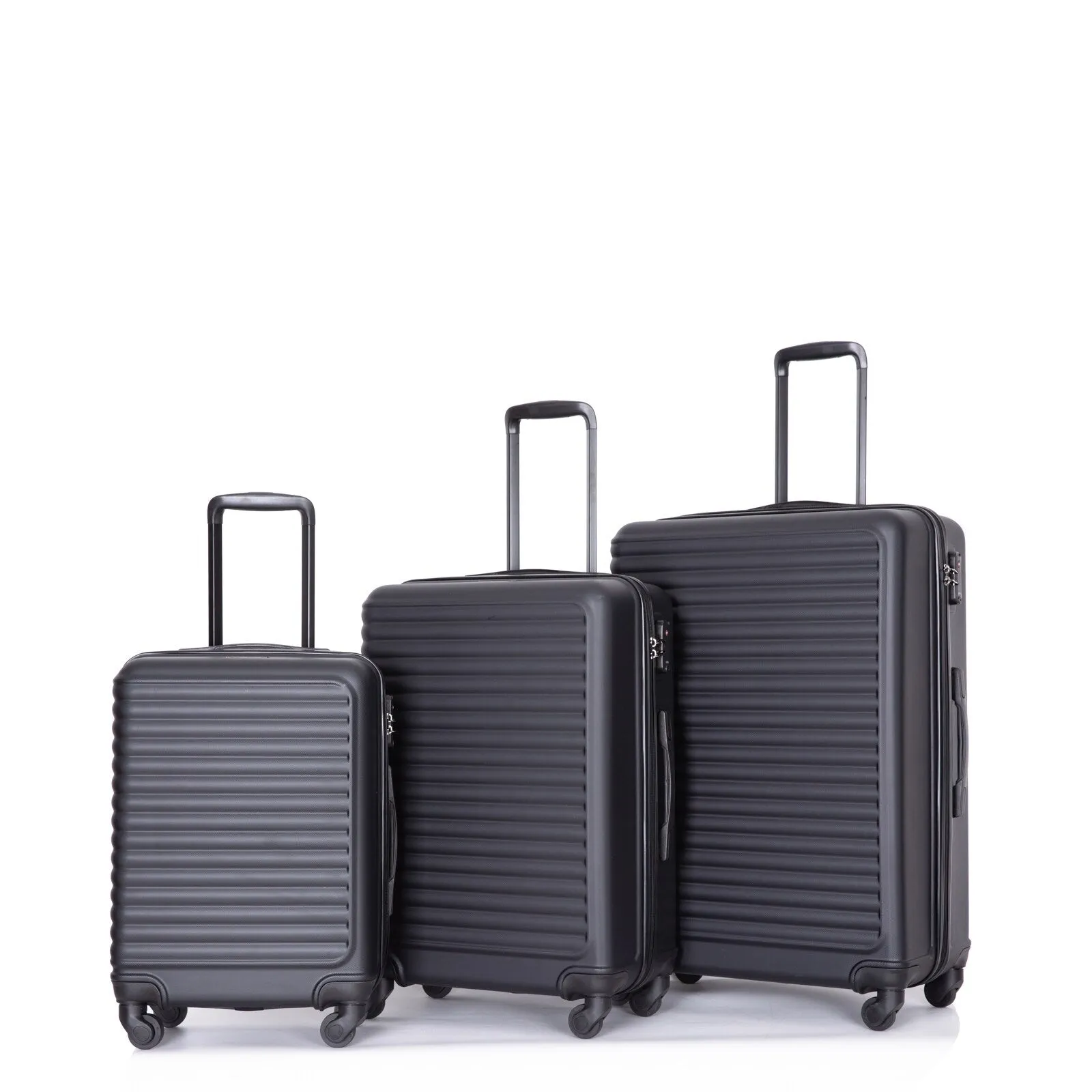 ABS 3 Piece Luggage Sets with TSA Lock and 2 Hooks, (20/24/28) Lightweight Suitcase with Spinner Wheels and Adjustable Pull Rod