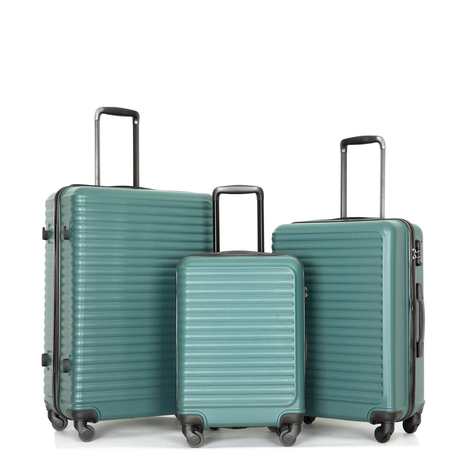 ABS 3 Piece Luggage Sets with TSA Lock and 2 Hooks, (20/24/28) Lightweight Suitcase with Spinner Wheels and Adjustable Pull Rod