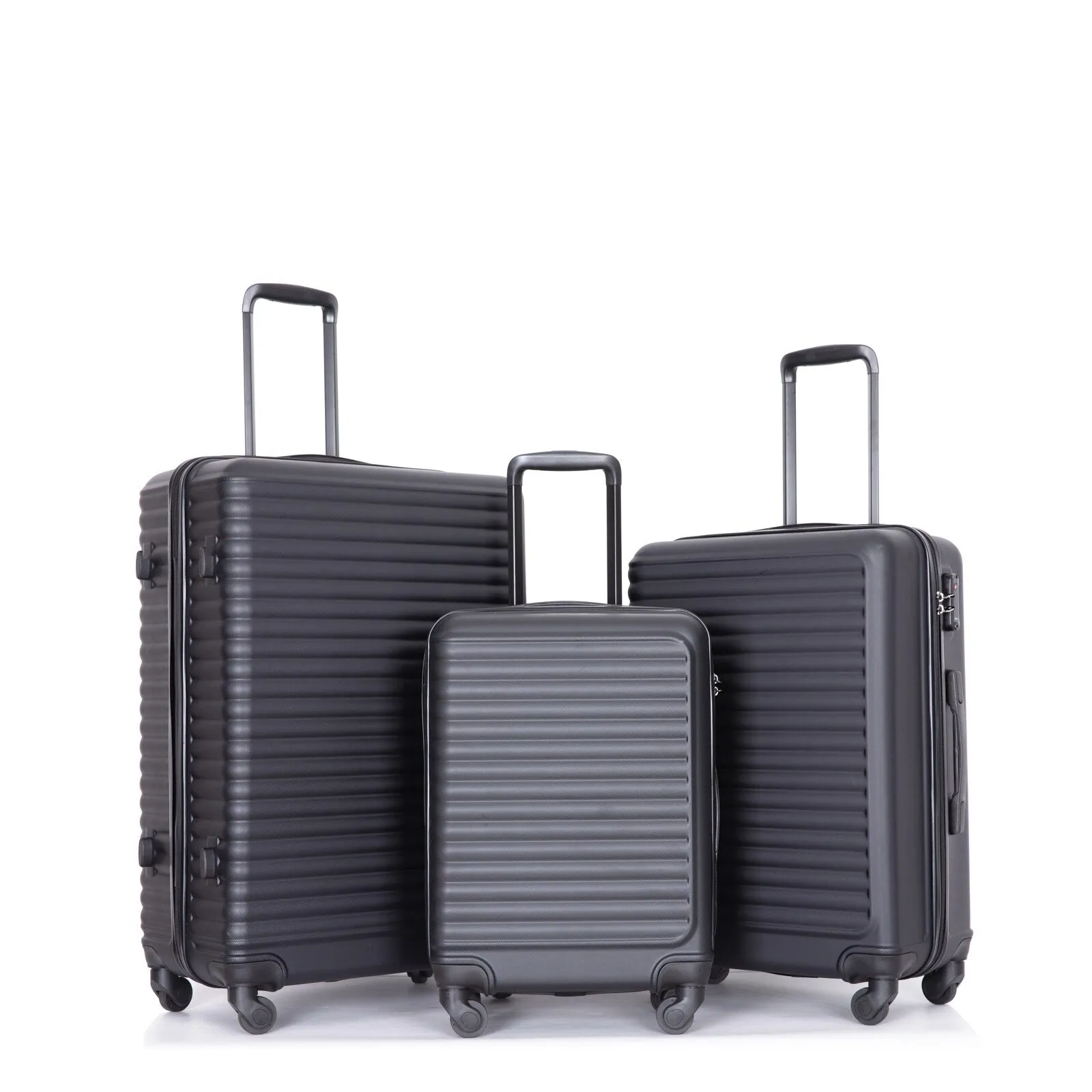 ABS 3 Piece Luggage Sets with TSA Lock and 2 Hooks, (20/24/28) Lightweight Suitcase with Spinner Wheels and Adjustable Pull Rod