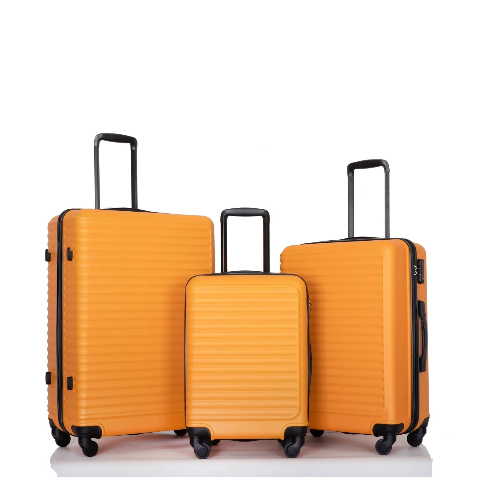 ABS 3 Piece Luggage Sets with TSA Lock and 2 Hooks, (20/24/28) Lightweight Suitcase with Spinner Wheels and Adjustable Pull Rod