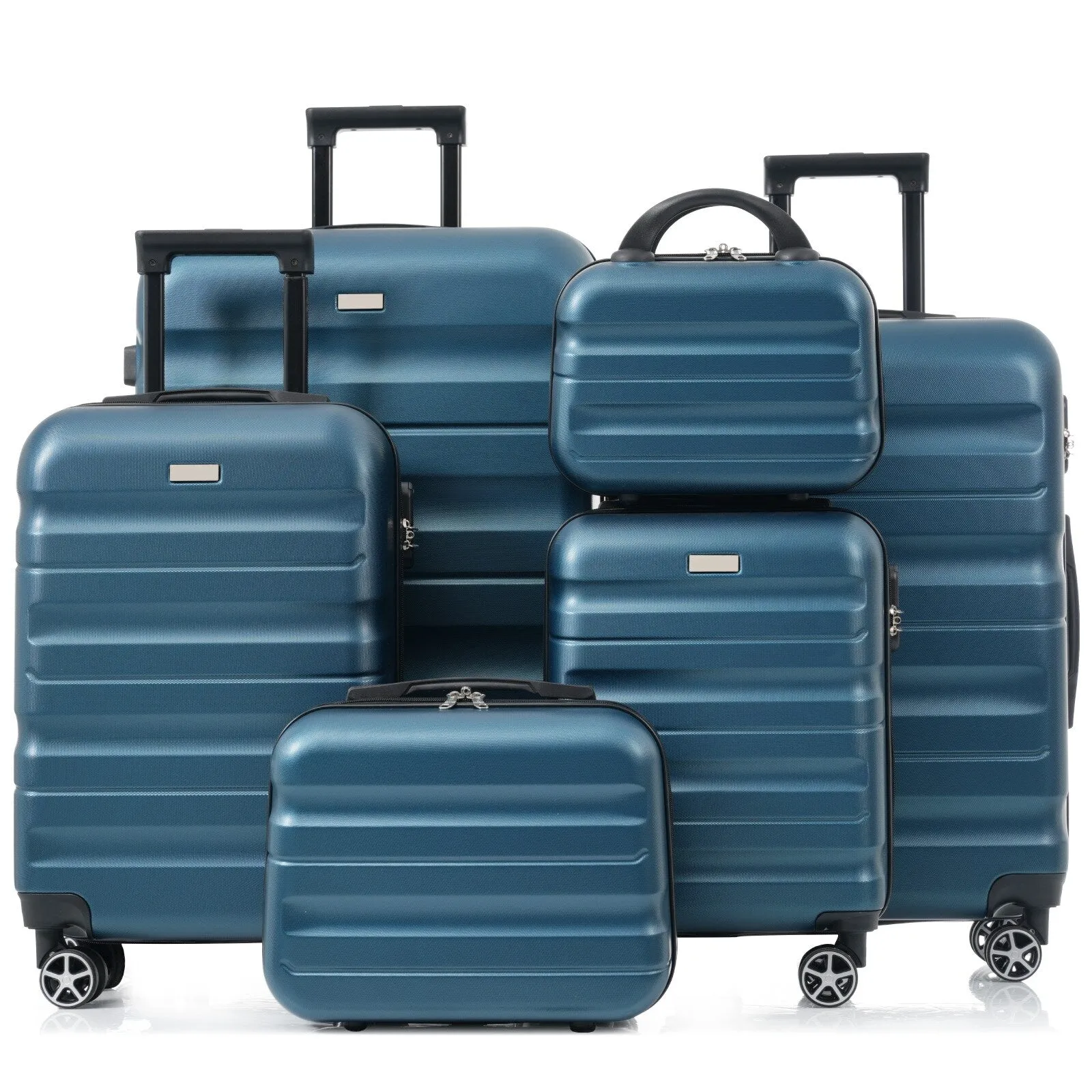 ABS Hardshell 6-Piece Luggage Set with Spinner Wheels and Combination Lock (12/14/16/20/24/28) Inch