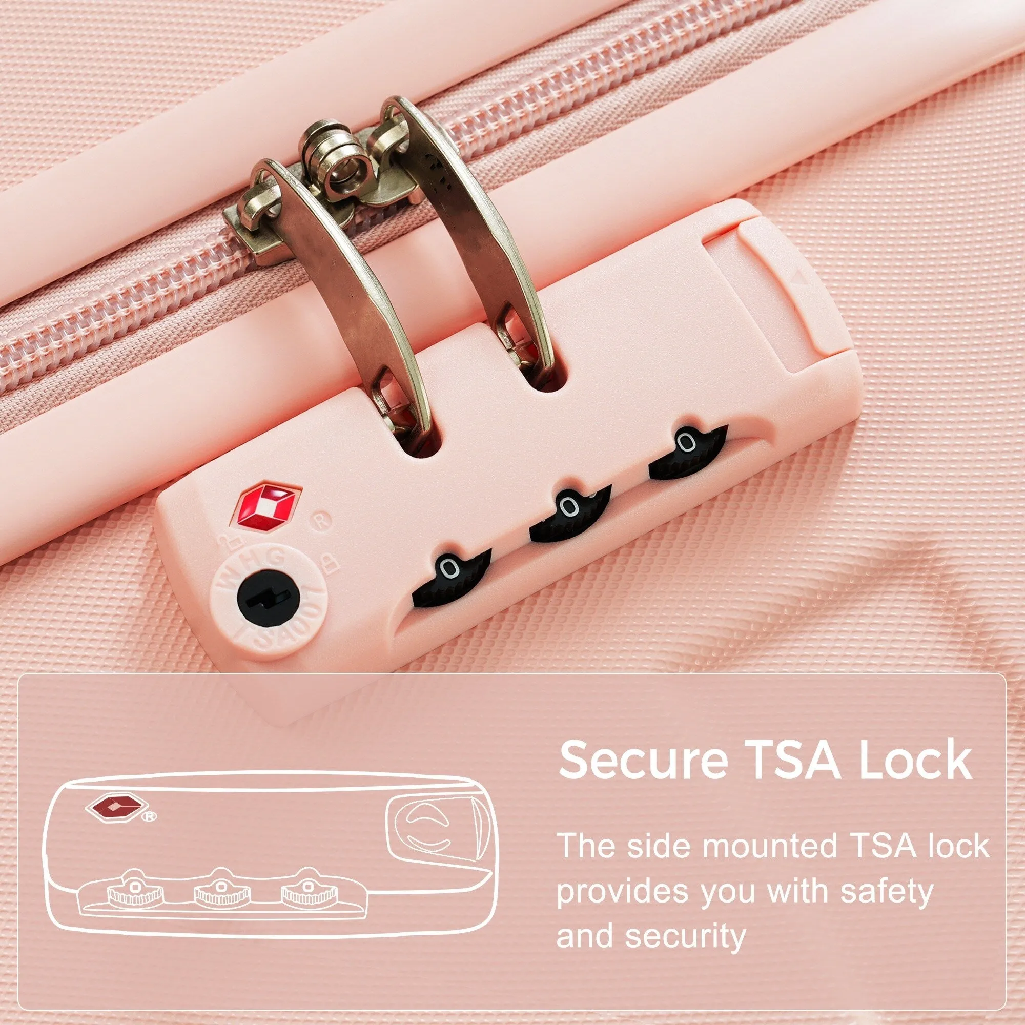 ABS Suitcase Set with Expandable Travel Bag and 4 Spinner Wheels, 4 Piece Luggage Sets with TSA Lock and Pockets