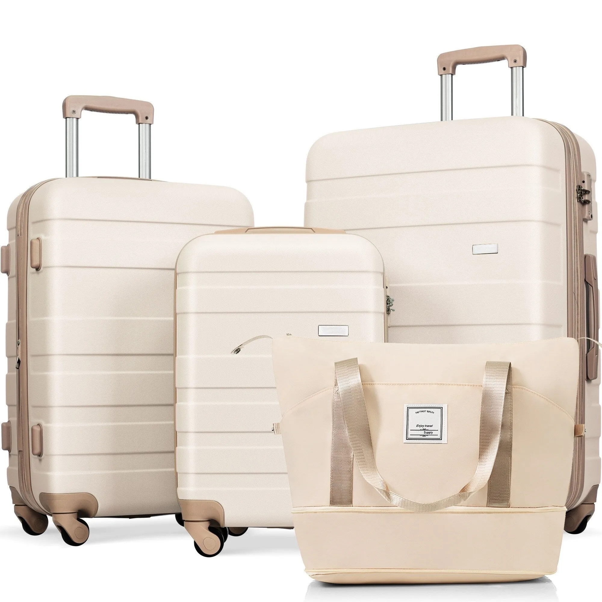 ABS Suitcase Set with Expandable Travel Bag and 4 Spinner Wheels, 4 Piece Luggage Sets with TSA Lock and Pockets