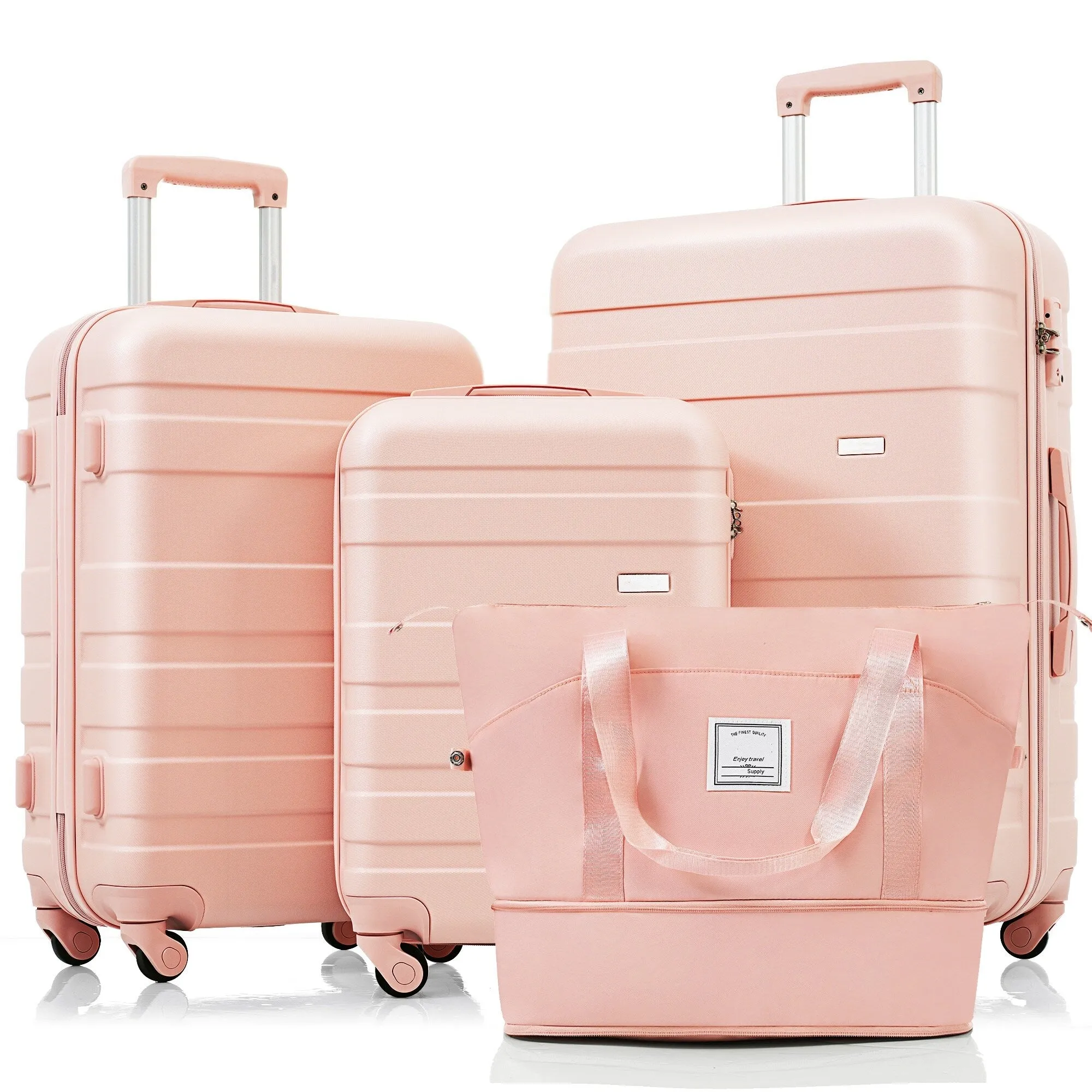 ABS Suitcase Set with Expandable Travel Bag and 4 Spinner Wheels, 4 Piece Luggage Sets with TSA Lock and Pockets