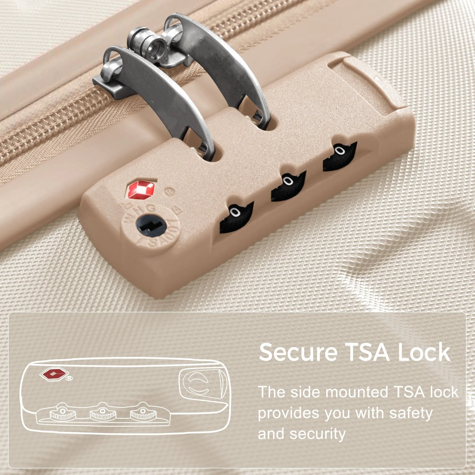 ABS Suitcase Set with Expandable Travel Bag and 4 Spinner Wheels, 4 Piece Luggage Sets with TSA Lock and Pockets
