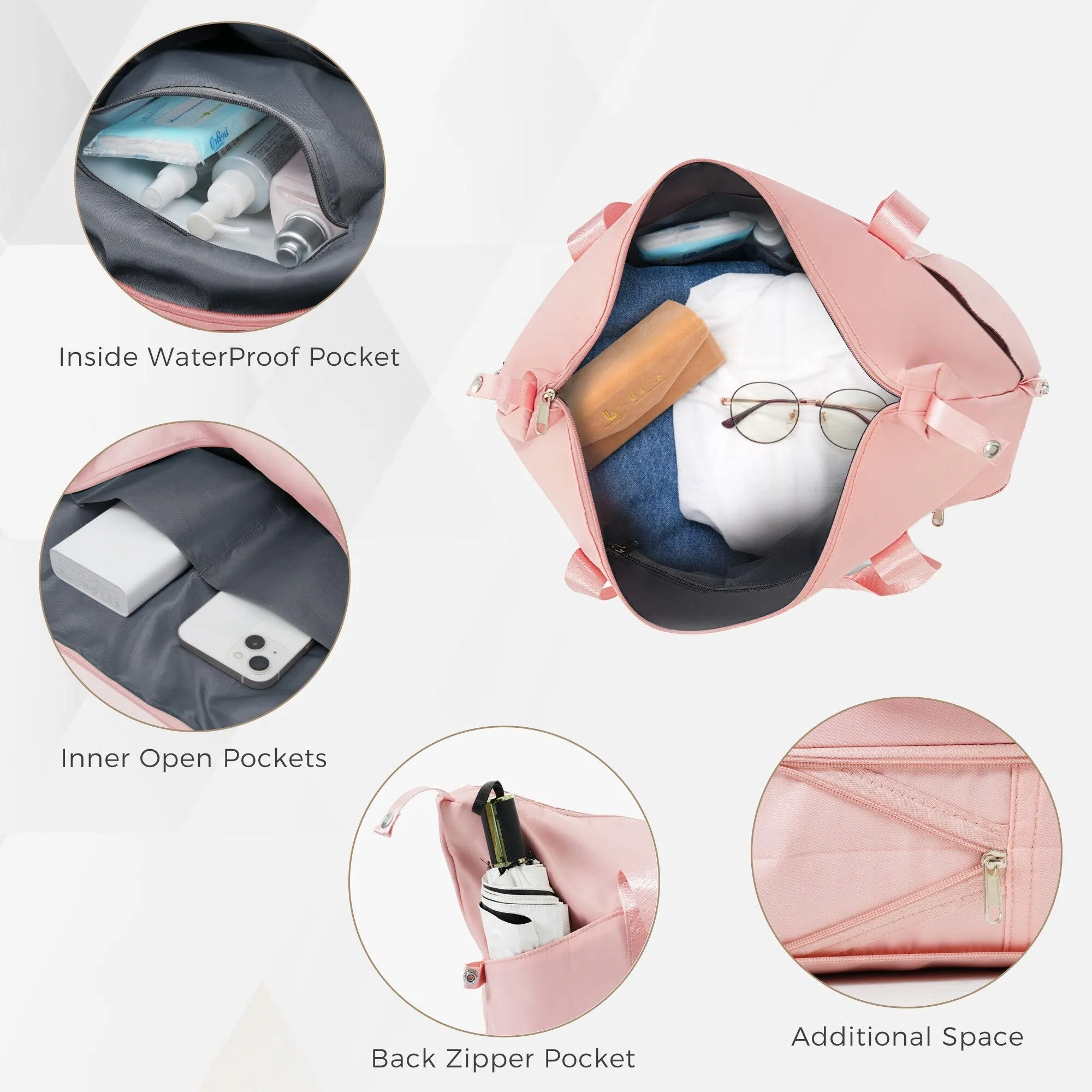 ABS Suitcase Set with Expandable Travel Bag and 4 Spinner Wheels, 4 Piece Luggage Sets with TSA Lock and Pockets