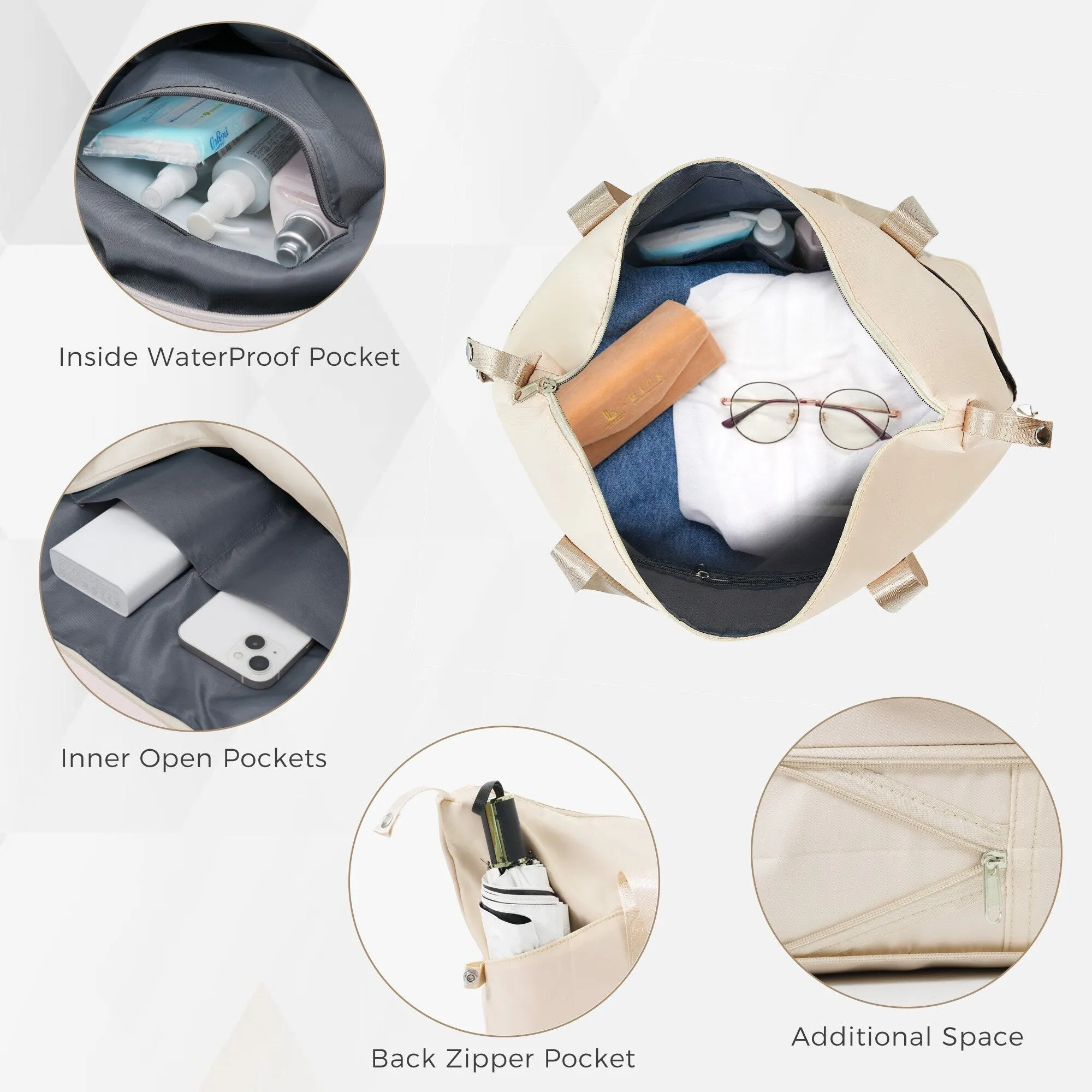 ABS Suitcase Set with Expandable Travel Bag and 4 Spinner Wheels, 4 Piece Luggage Sets with TSA Lock and Pockets
