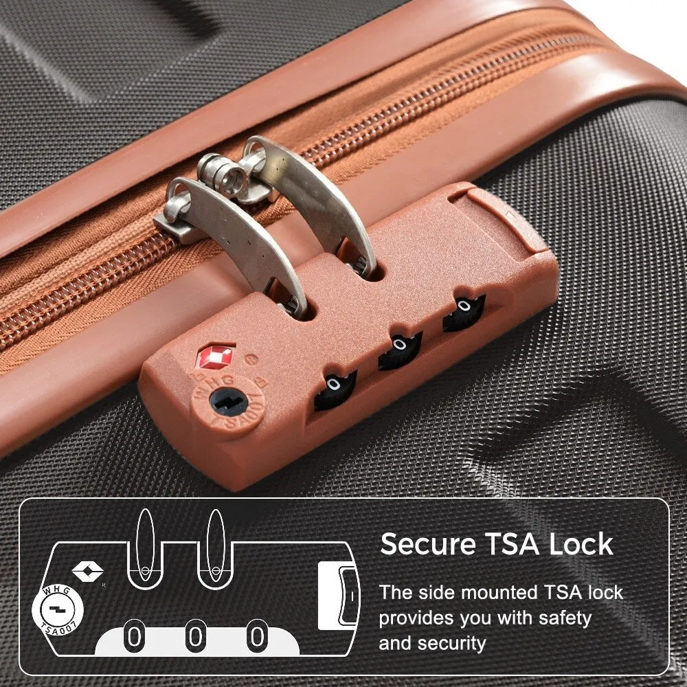 ABS Suitcase Set with Expandable Travel Bag and 4 Spinner Wheels, 4 Piece Luggage Sets with TSA Lock and Pockets