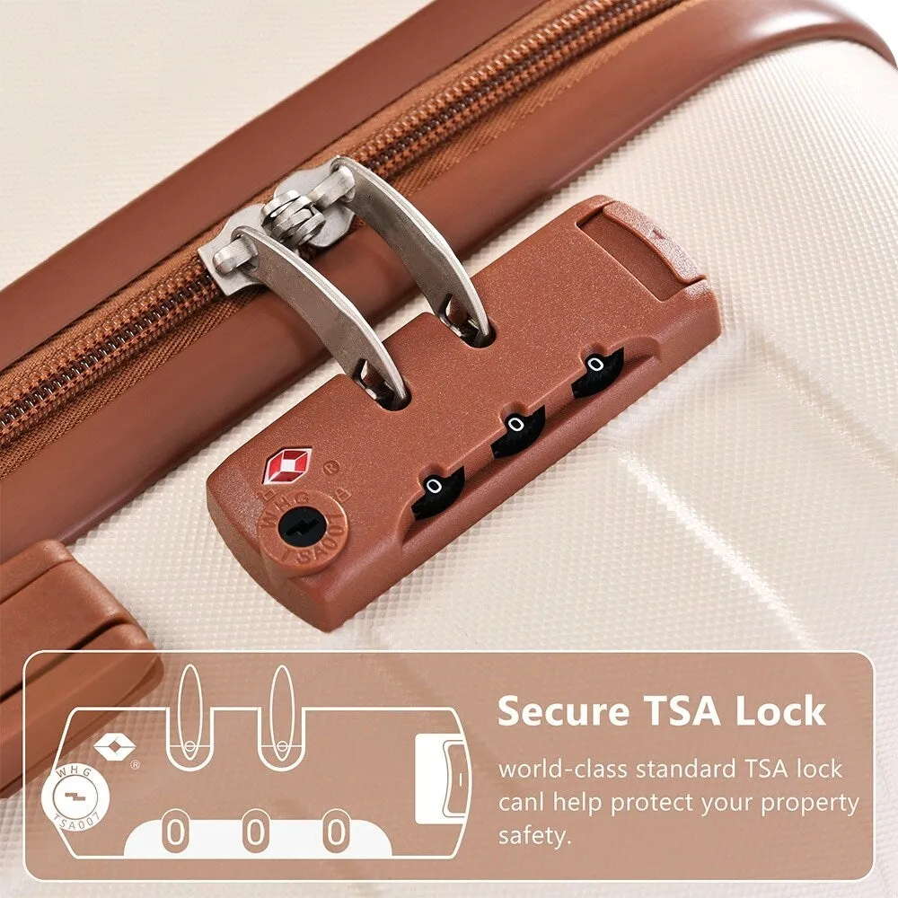 ABS Suitcase Set with Expandable Travel Bag and 4 Spinner Wheels, 4 Piece Luggage Sets with TSA Lock and Pockets