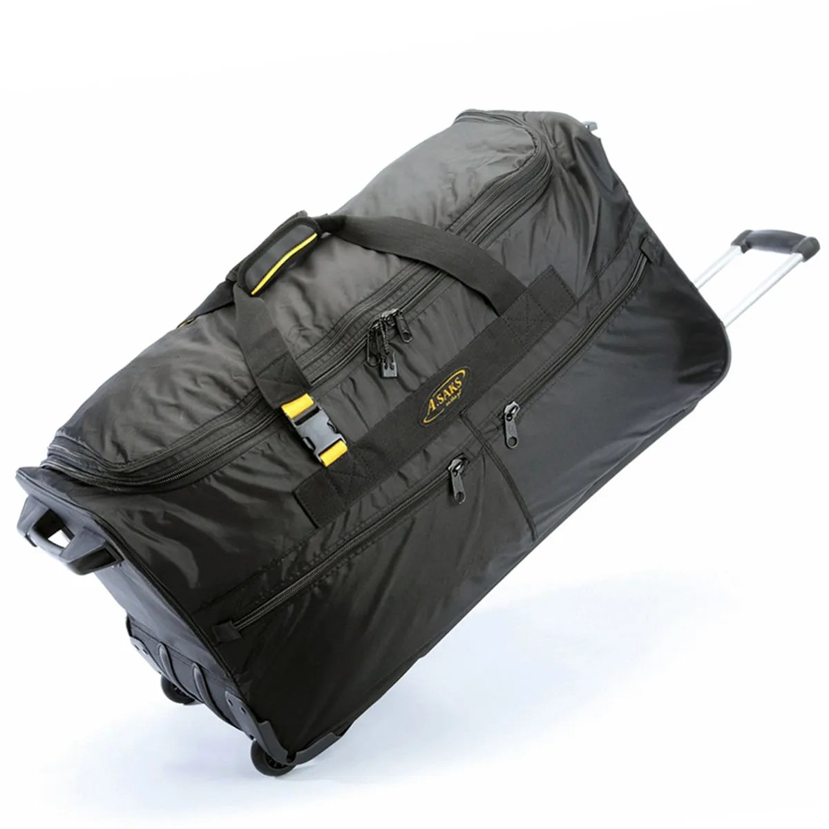 A.SAKS Rolling Trolley Duffel Bag 31-Inch Large Check-In, Expandable with 2-Wheels and Telescoping Handle