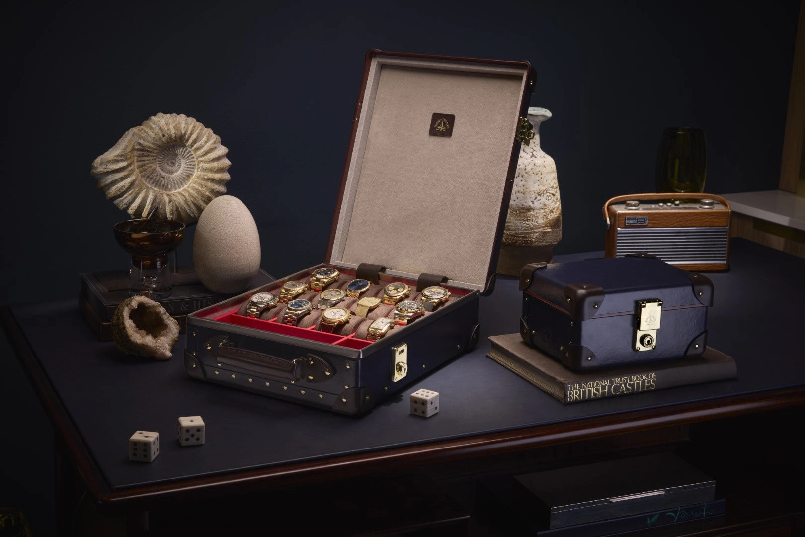 Centenary · 12-Slot Watch Case | Navy/Cocoa