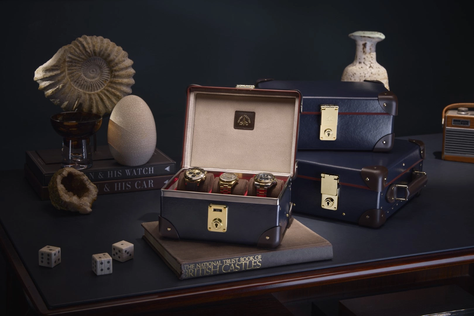 Centenary · 12-Slot Watch Case | Navy/Cocoa