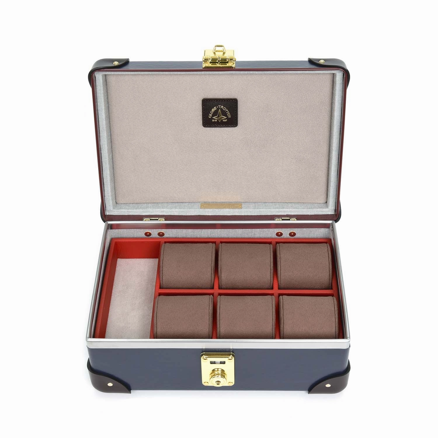 Centenary · 6-Slot Watch Case | Navy/Cocoa