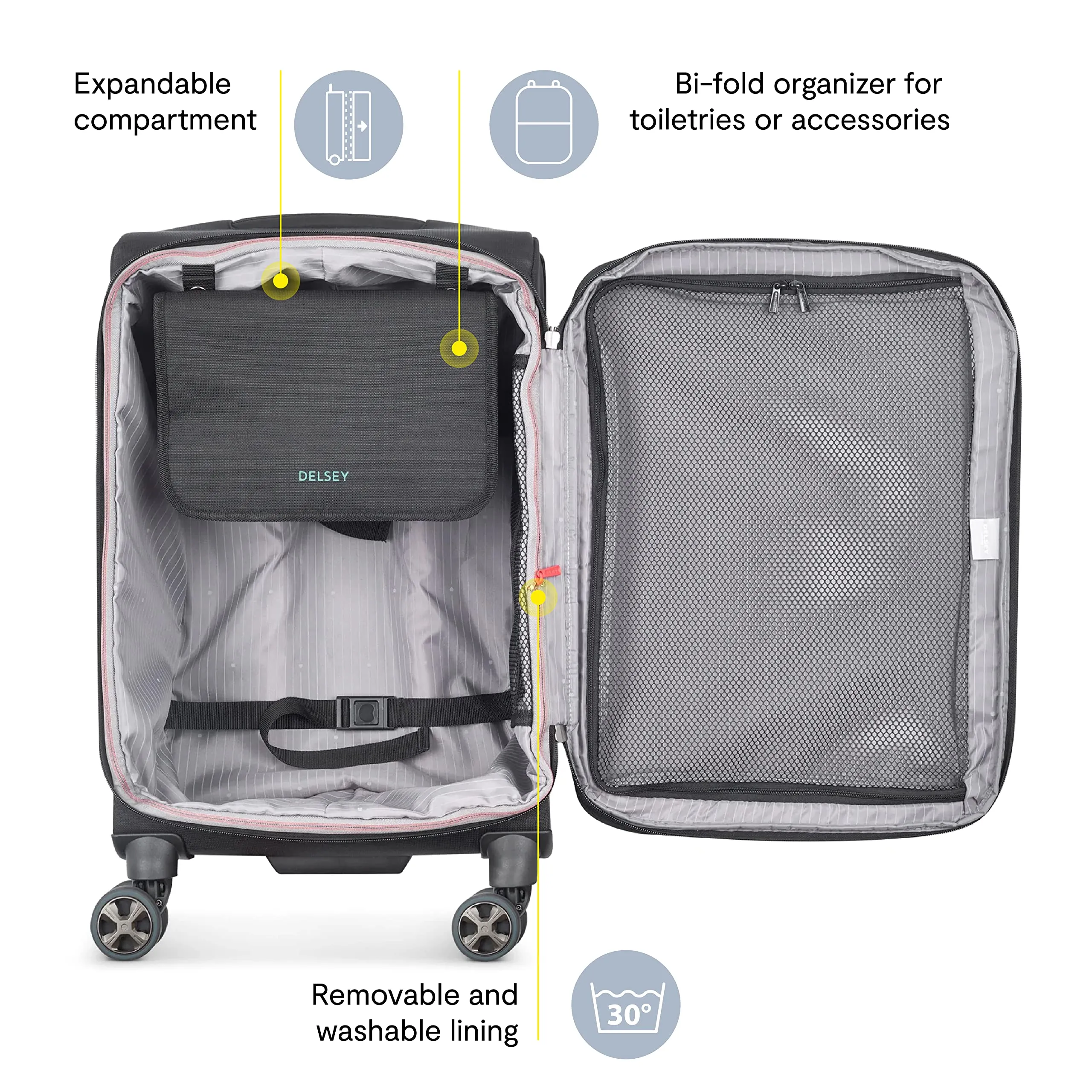 Delsey Paris Helium DLX Softside Expandable Carry On Luggage with Spinner Wheels
