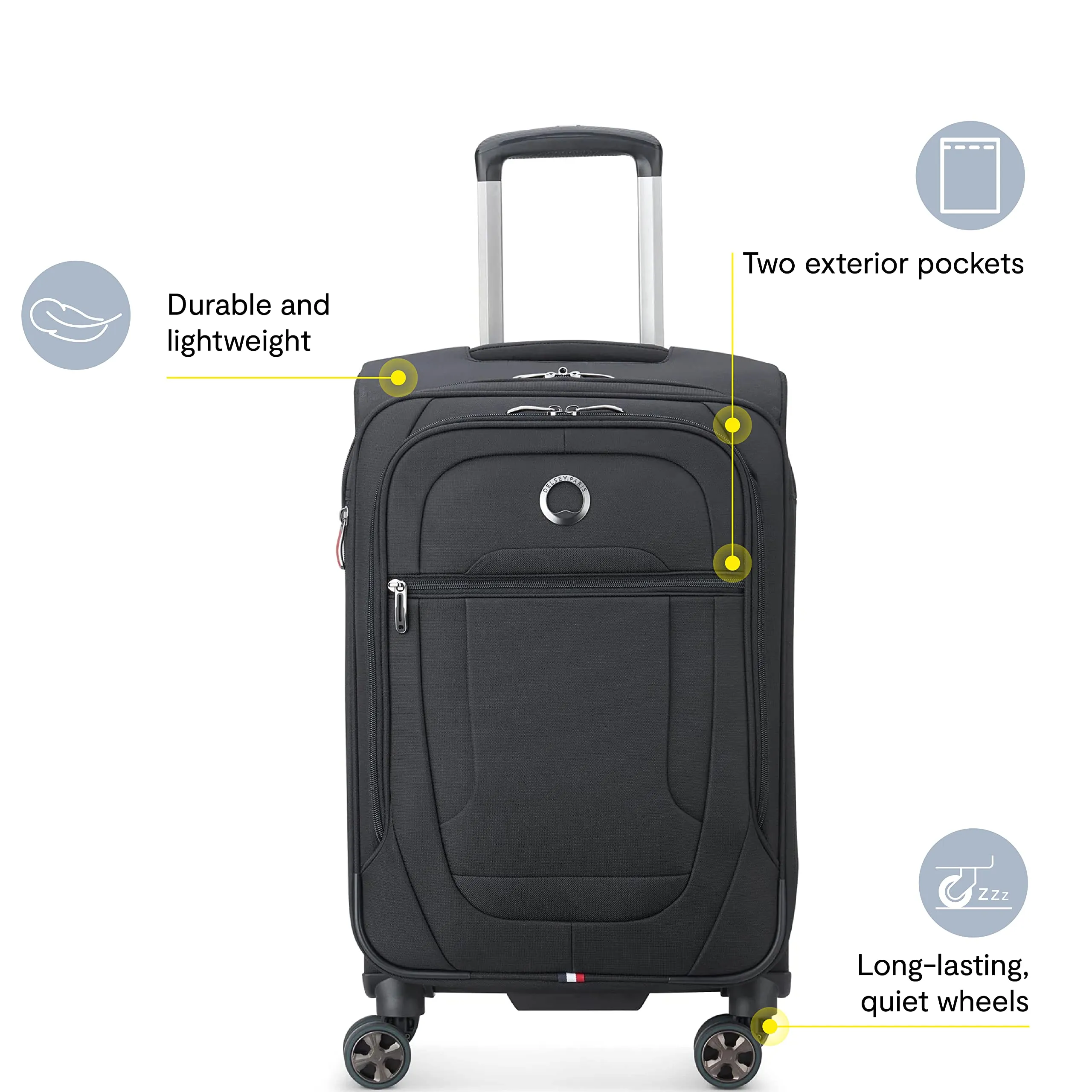 Delsey Paris Helium DLX Softside Expandable Carry On Luggage with Spinner Wheels