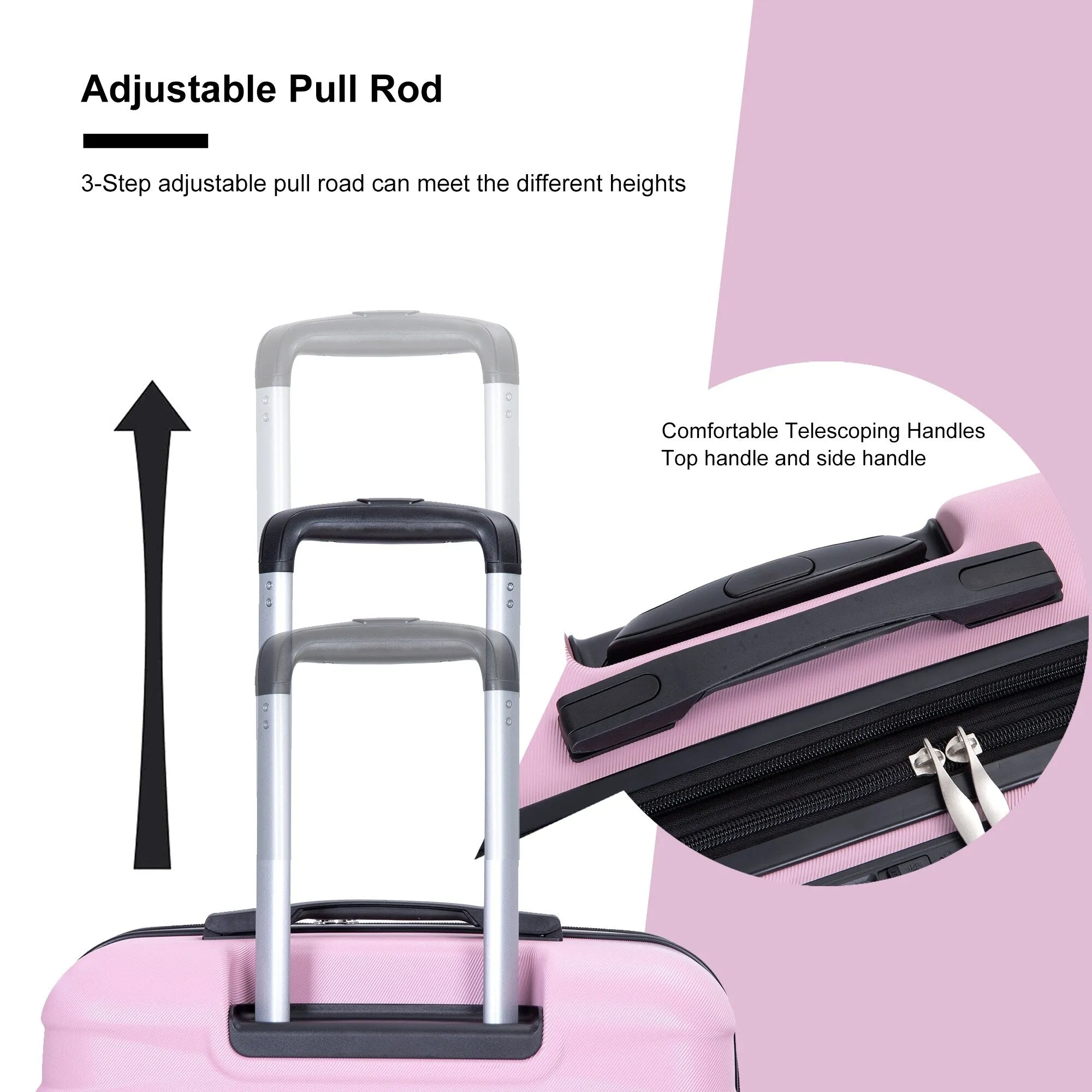 Double Spinner Wheels Luggage Sets with Hooks and TSA Lock