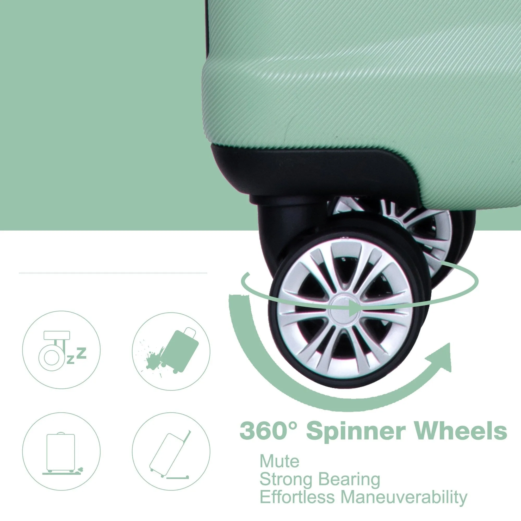 Double Spinner Wheels Luggage Sets with Hooks and TSA Lock