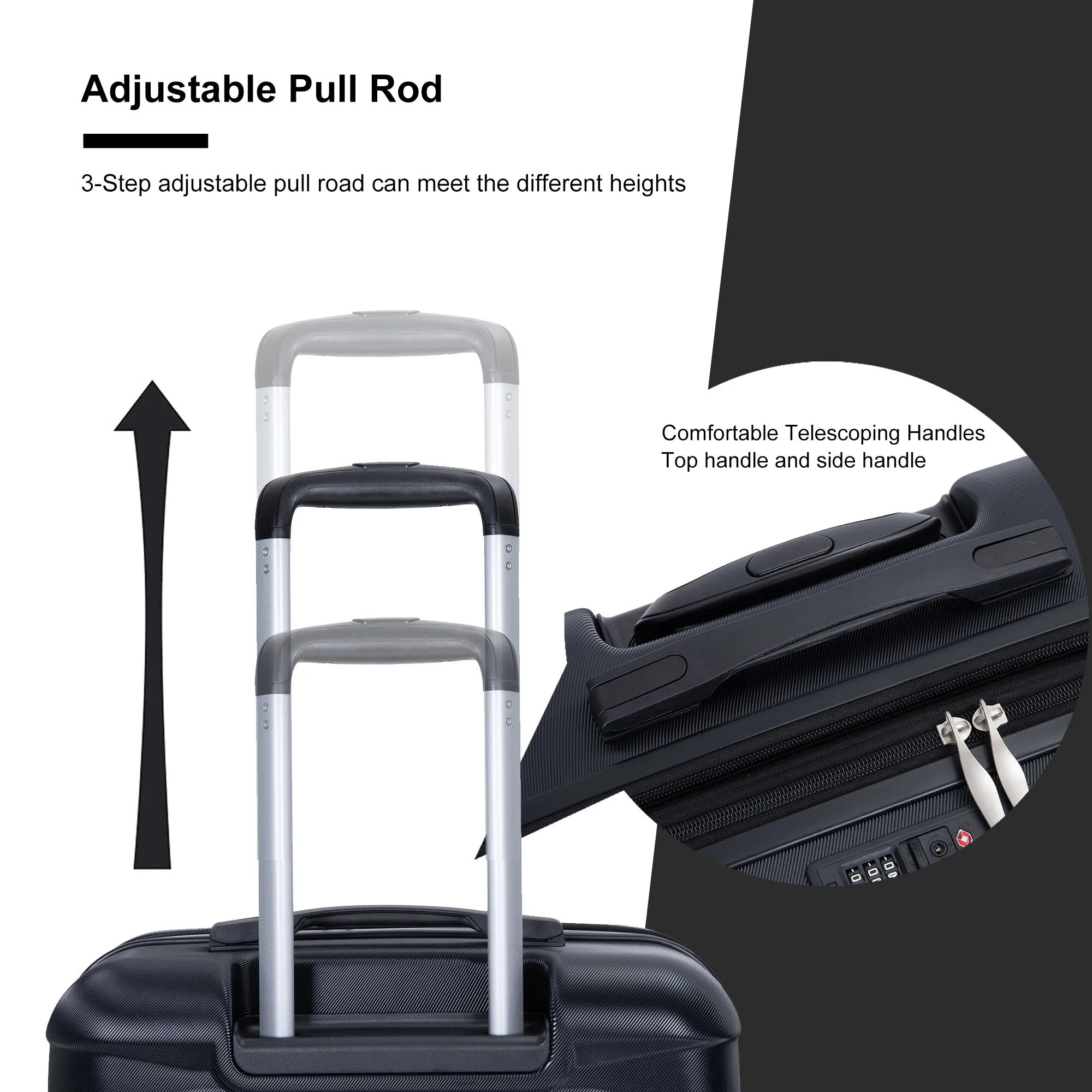 Double Spinner Wheels Luggage Sets with Hooks and TSA Lock