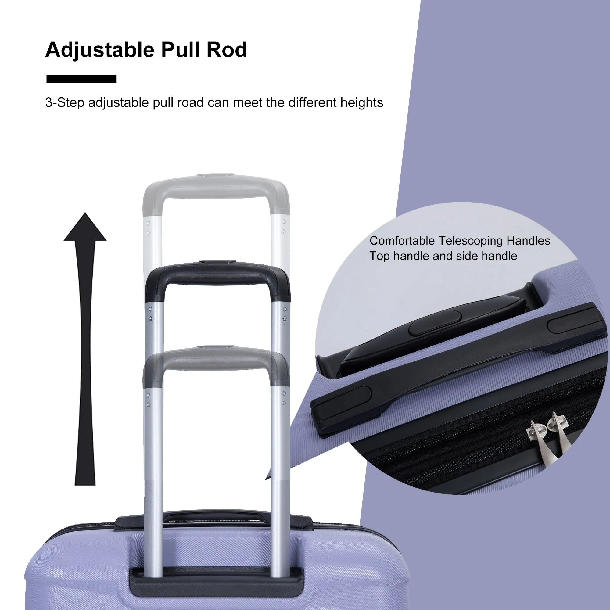 Double Spinner Wheels Luggage Sets with Hooks and TSA Lock