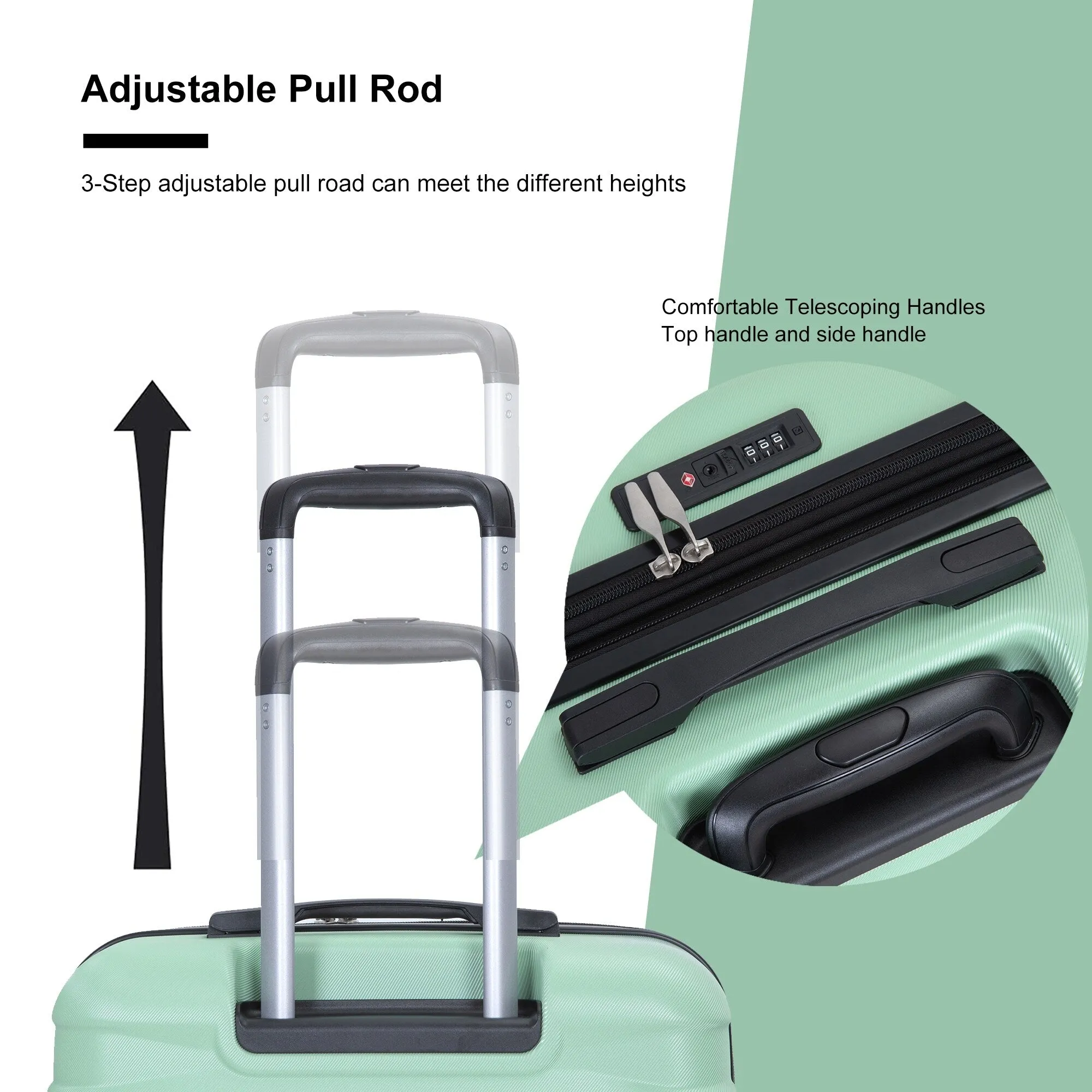 Double Spinner Wheels Luggage Sets with Hooks and TSA Lock
