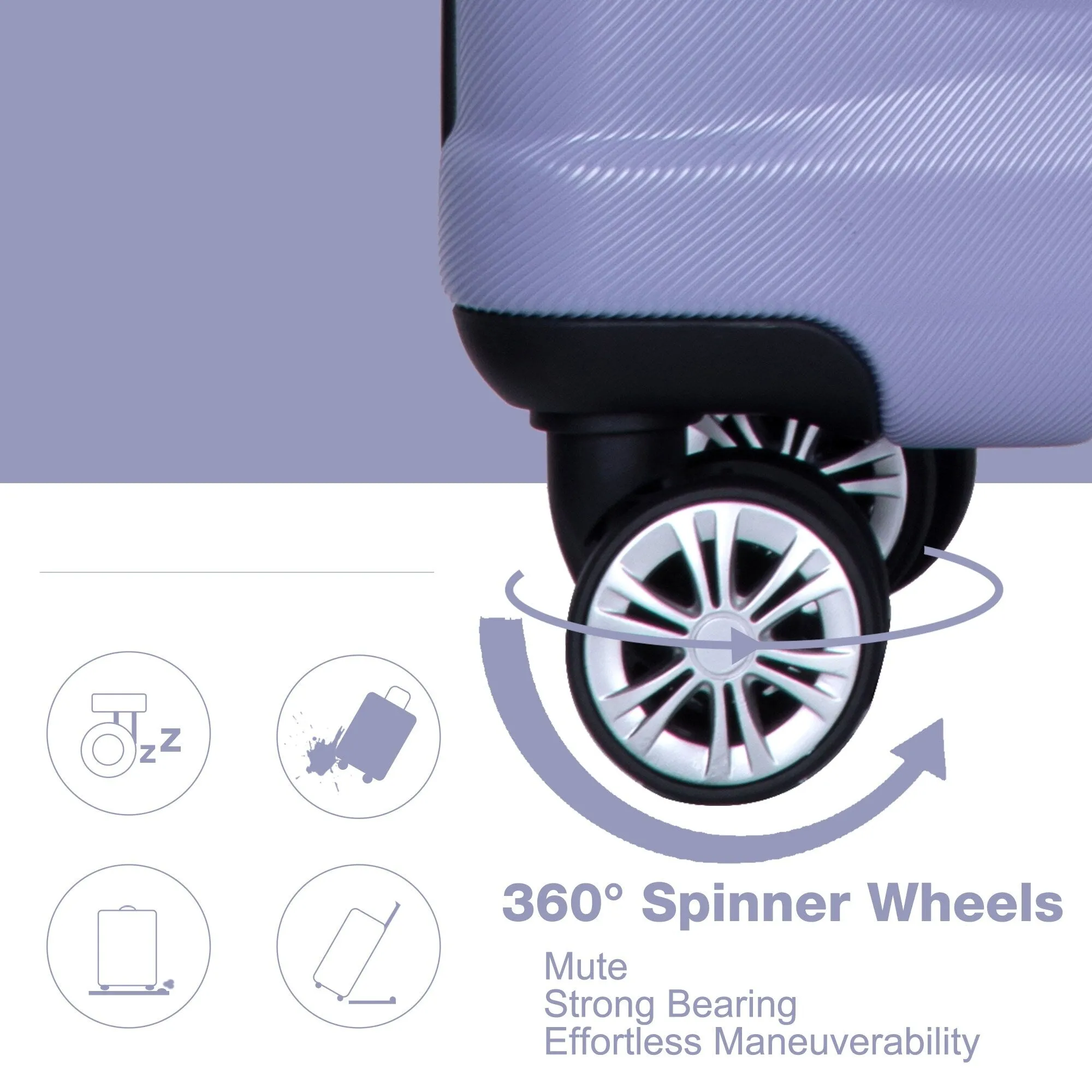Double Spinner Wheels Luggage Sets with Hooks and TSA Lock