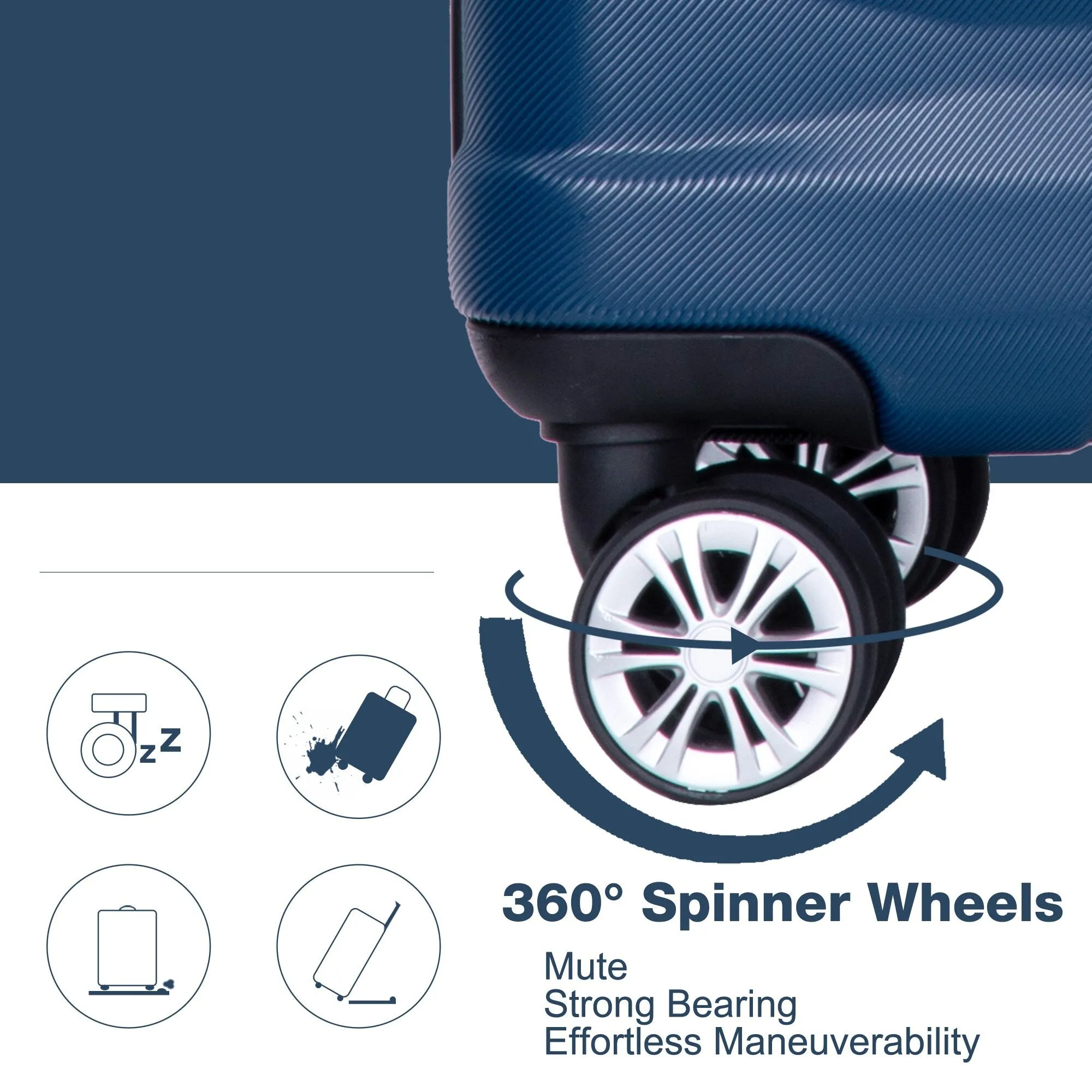 Double Spinner Wheels Luggage Sets with Hooks and TSA Lock